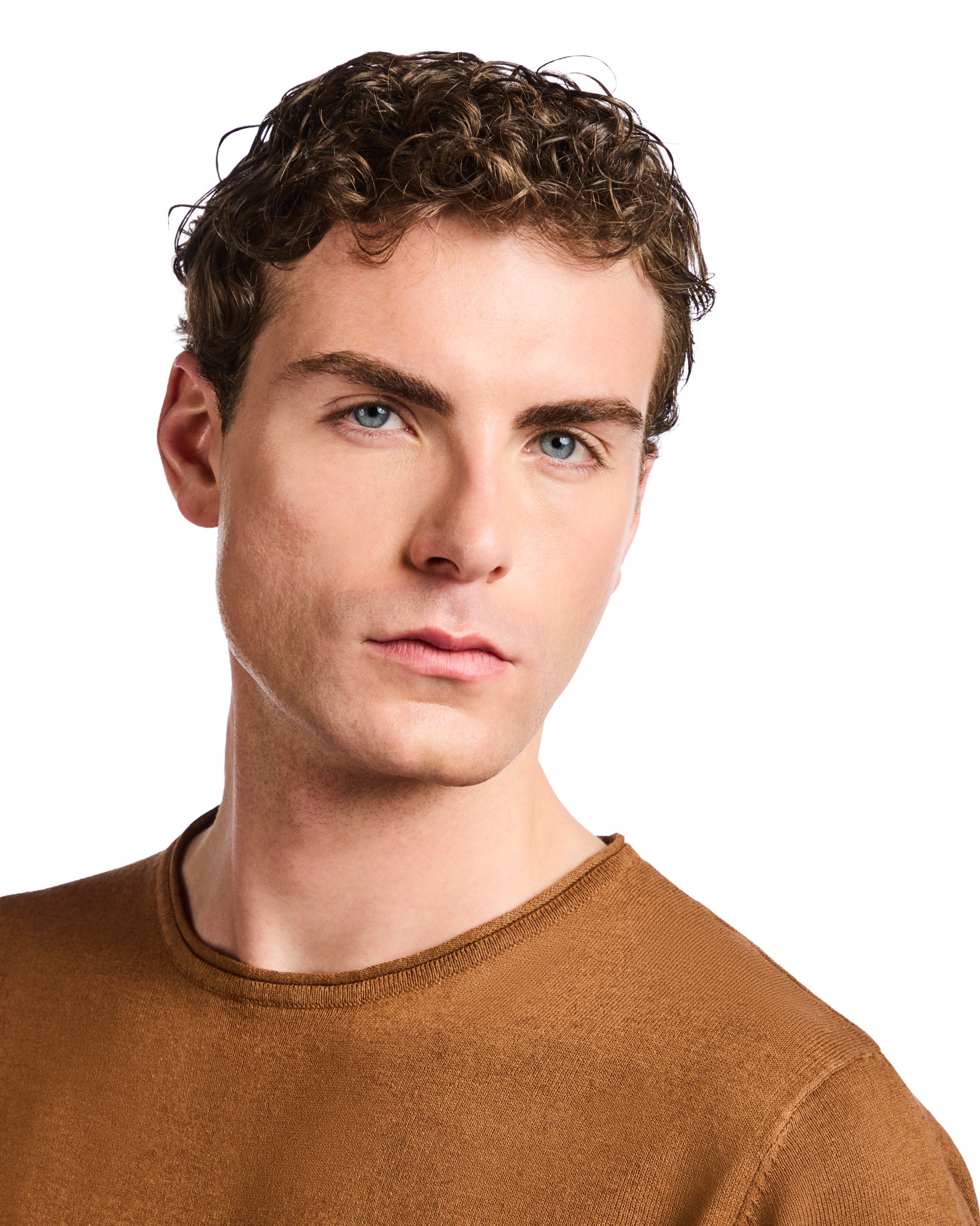 Azur T-shirt in brown linen and cotton