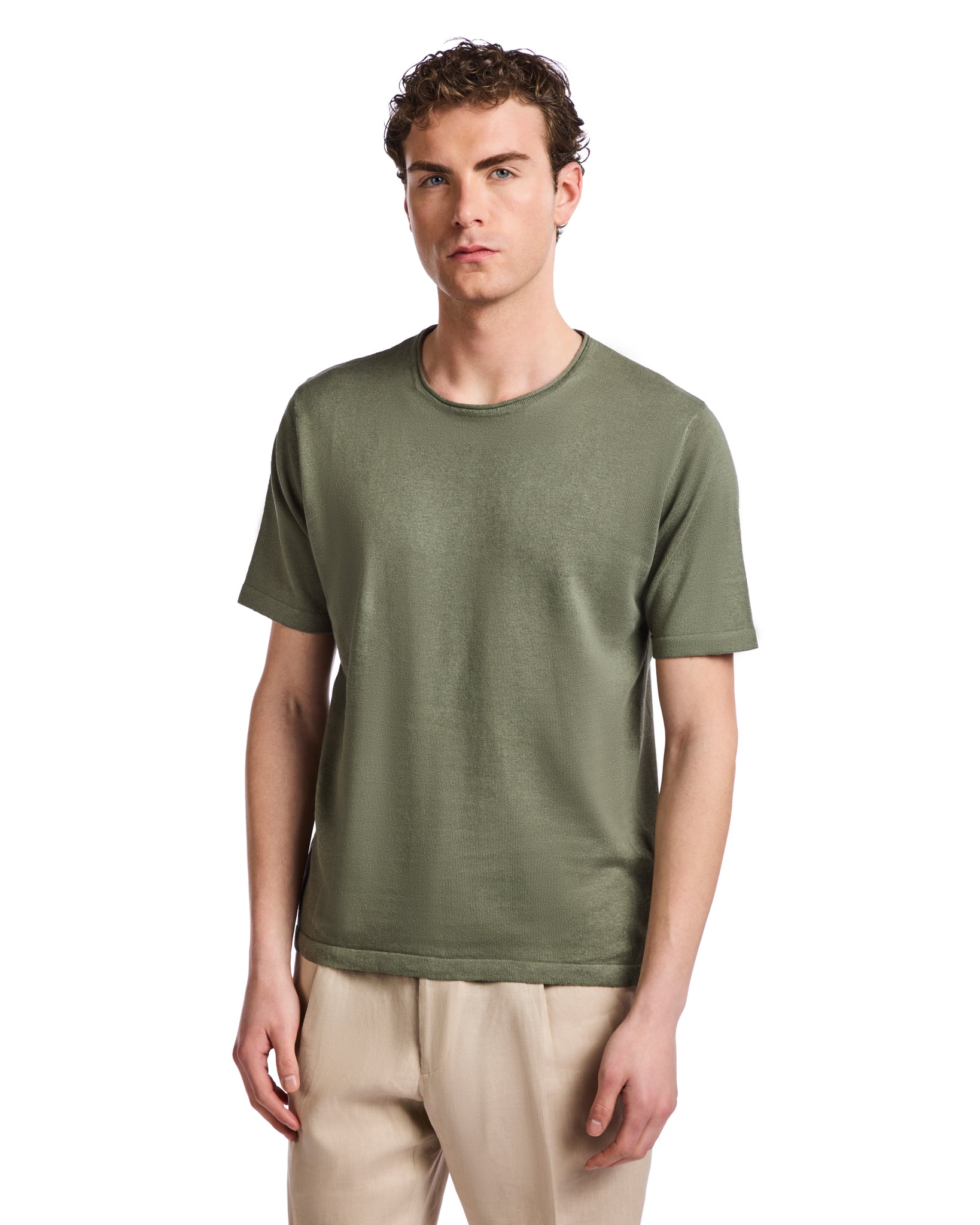 Azur T-shirt in linen and military cotton