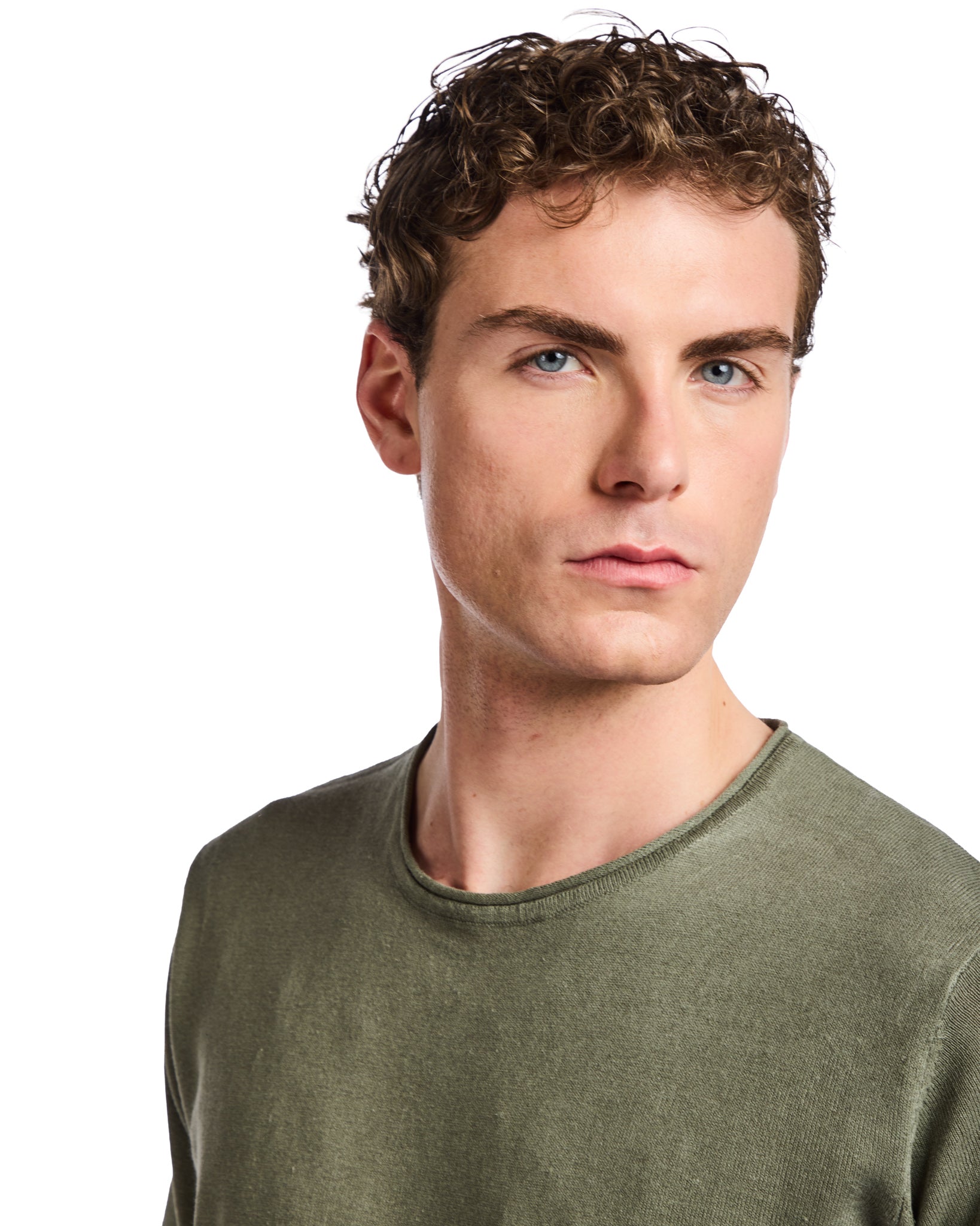 Azur T-shirt in linen and military cotton