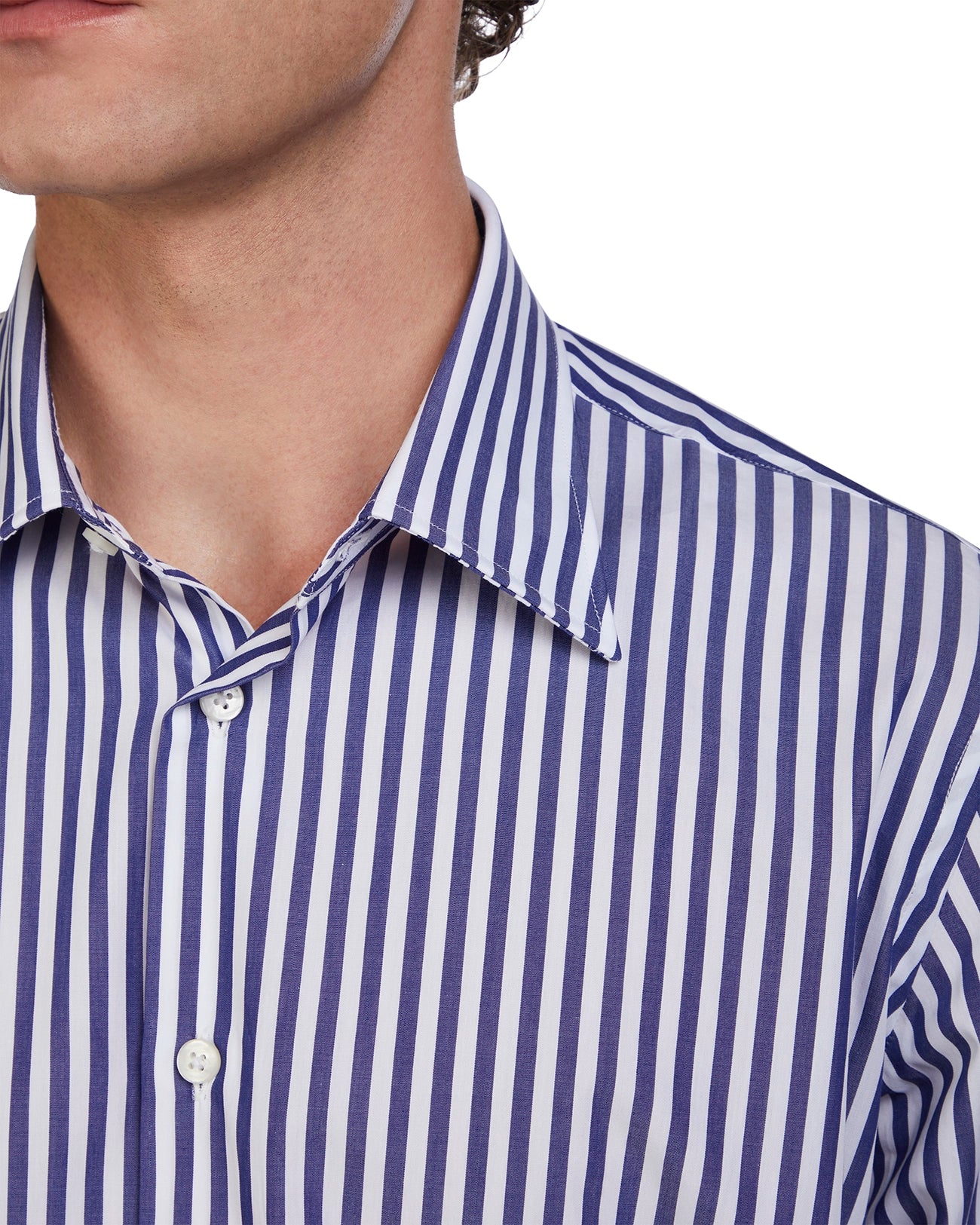 Camicia Vey a righe blu in cotone