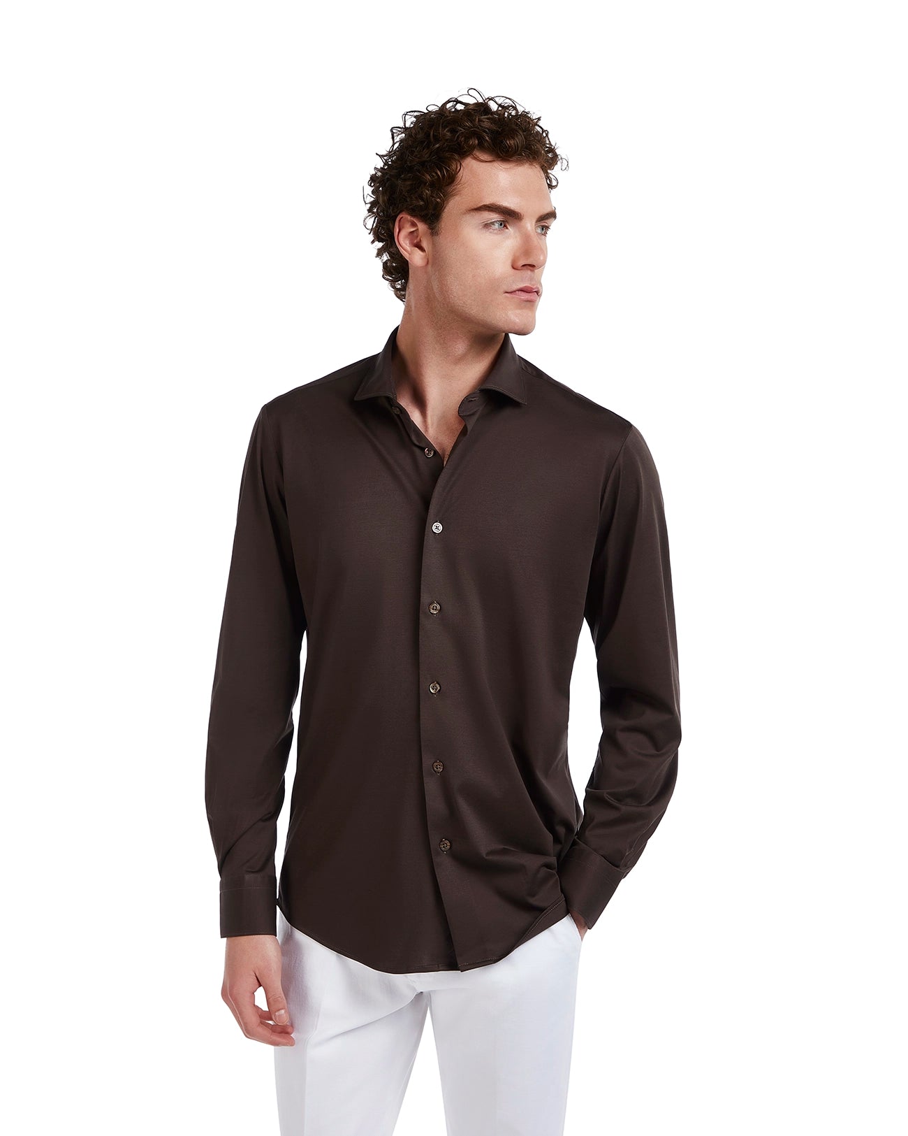 Miyagi shirt in dark brown cotton