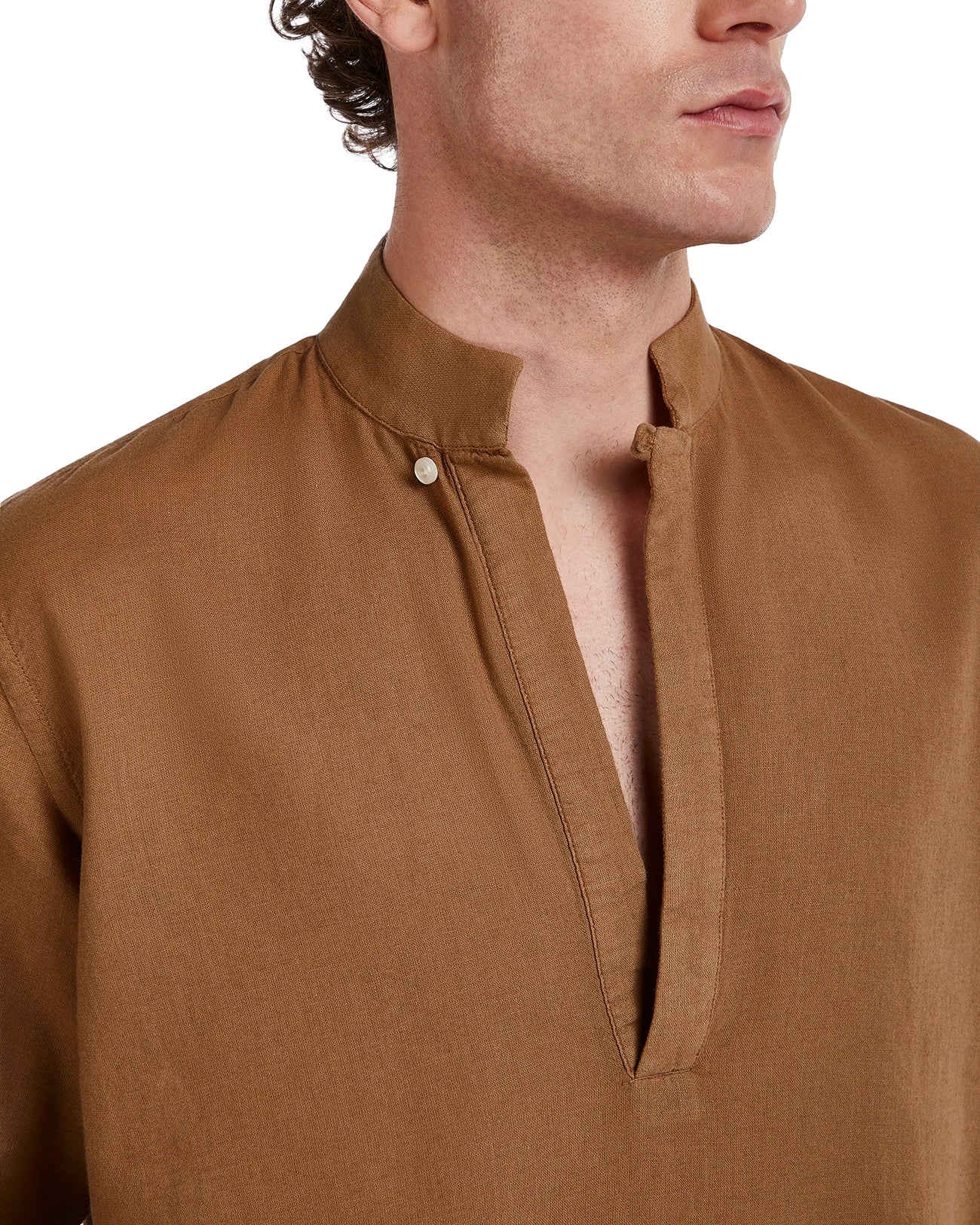 Camisa Waikiki de lino y algodón fango