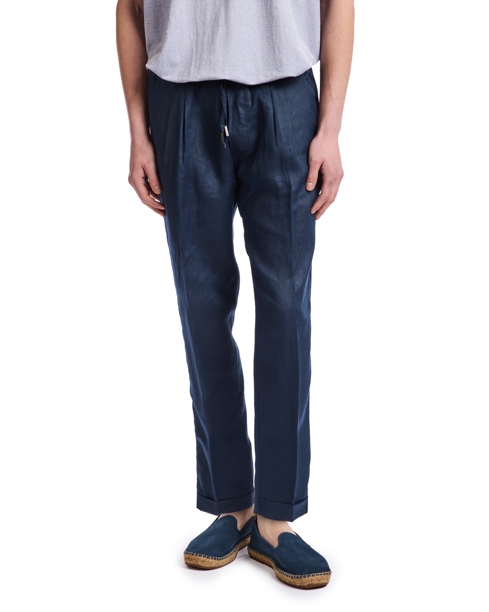 Cary trousers in pure blue linen