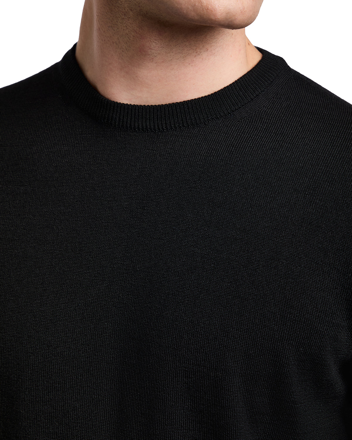Jersey de cuello redondo Furore en lana merino Tollegno negro