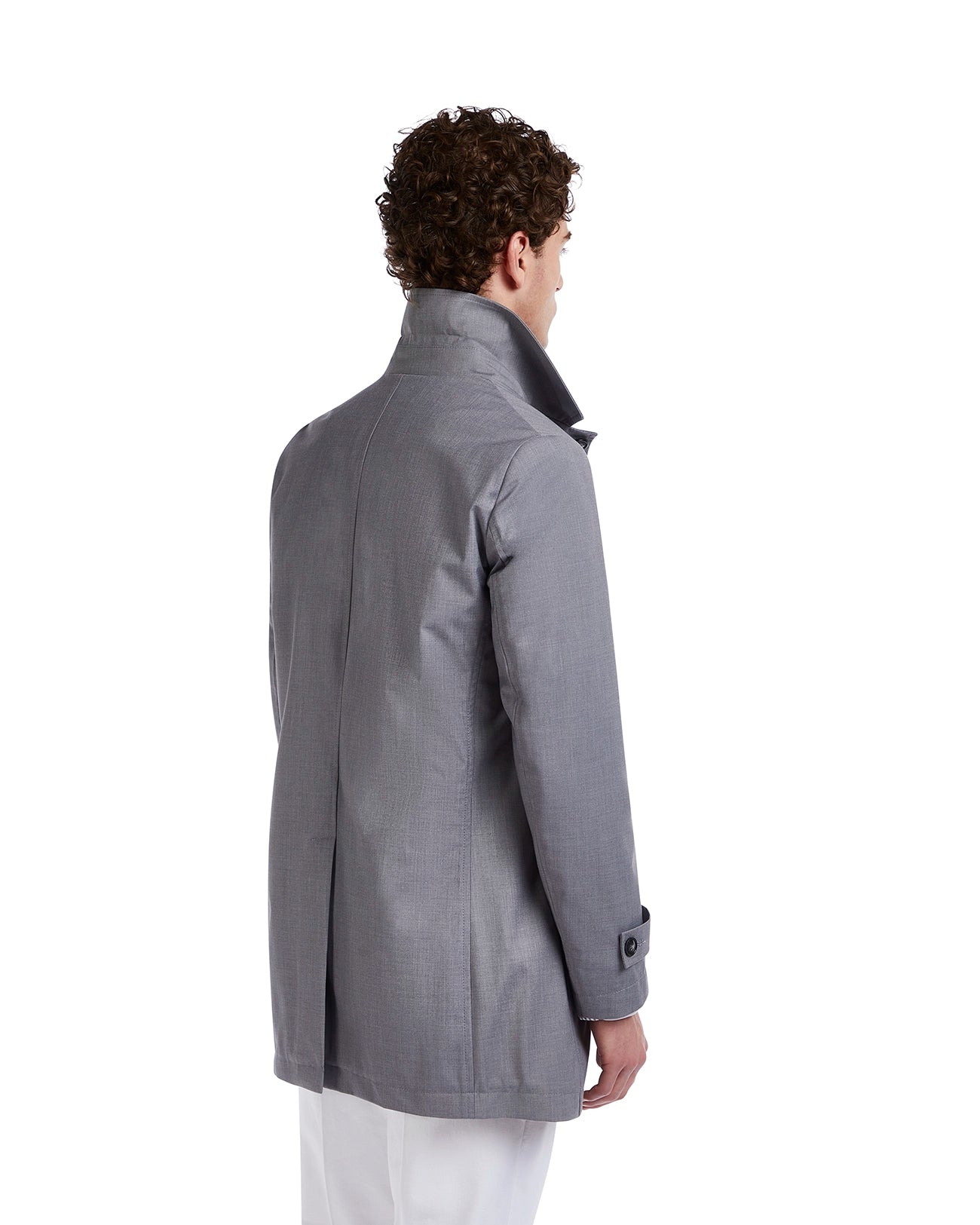 Grey unlined Mantua trench coat