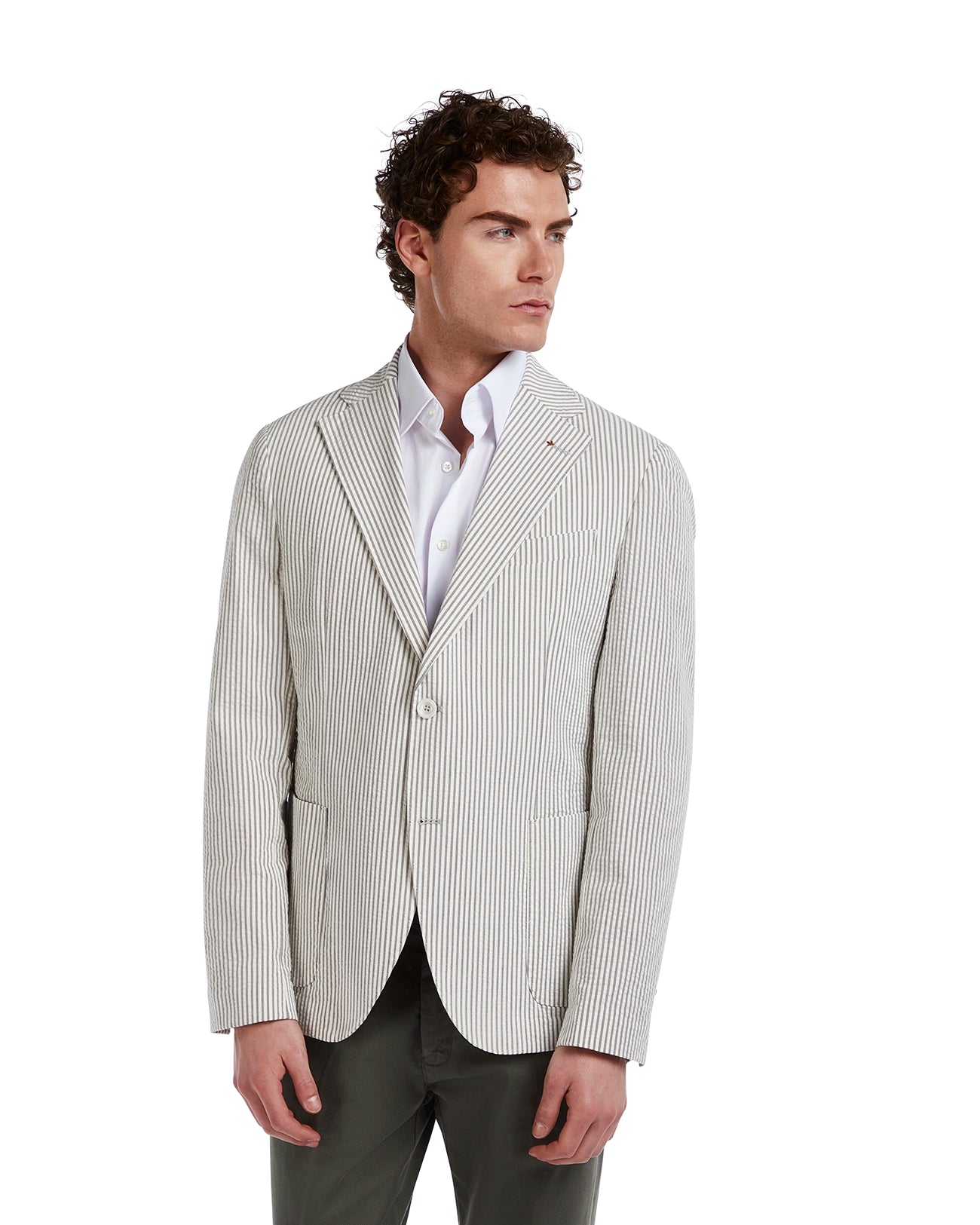 Embossed striped beige Norcia jacket