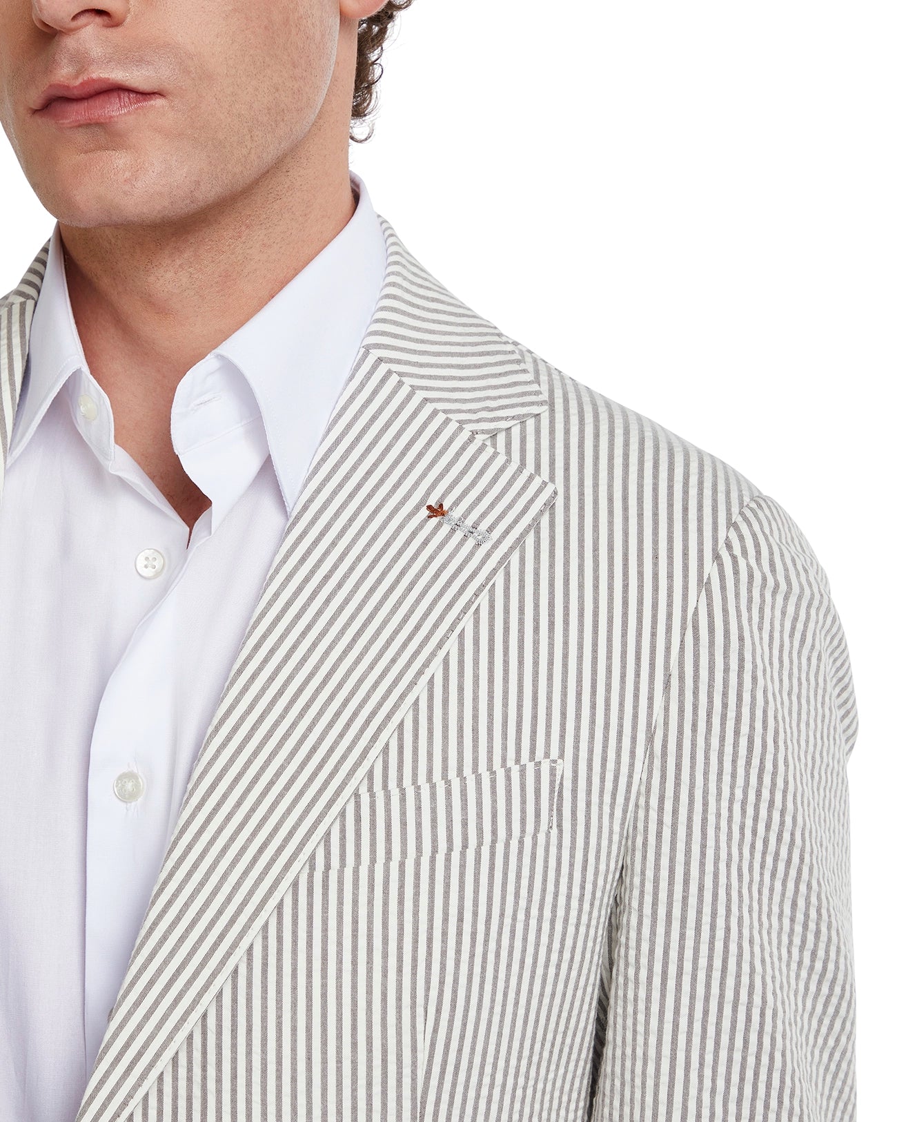 Giacca Norcia goffrata a righe beige