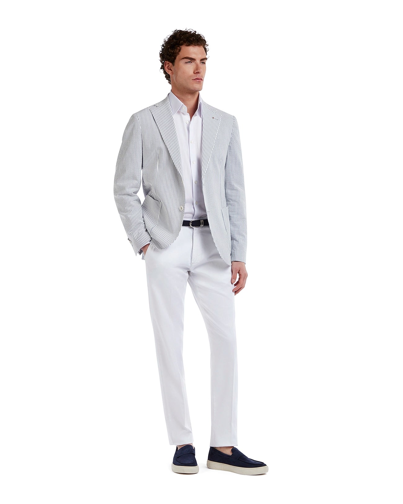 Norcia embossed blue striped jacket