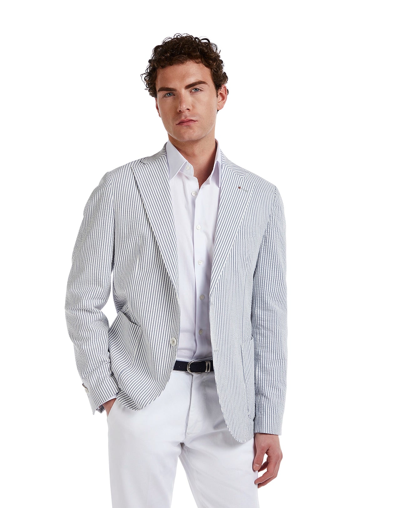 Norcia embossed blue striped jacket