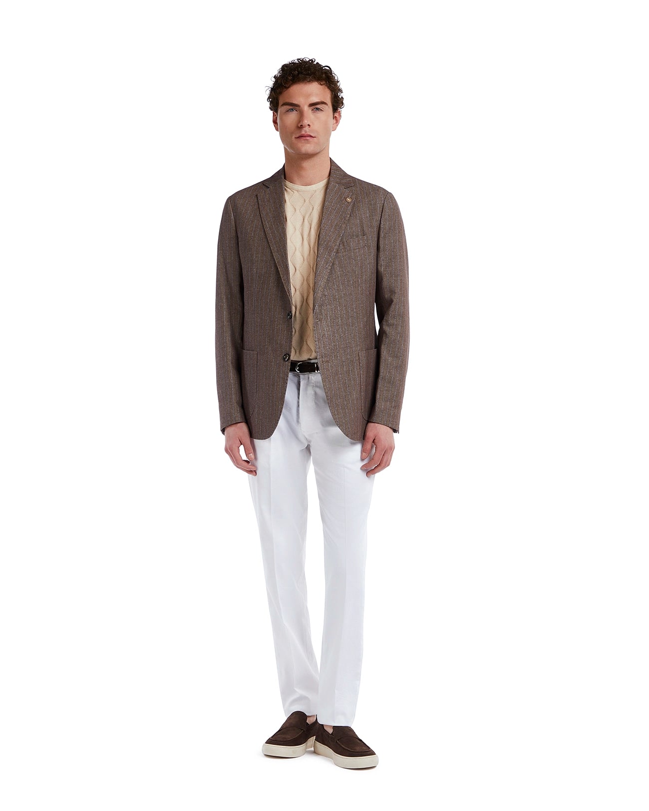 Chaqueta Vernazza a rayas diplomáticas beige