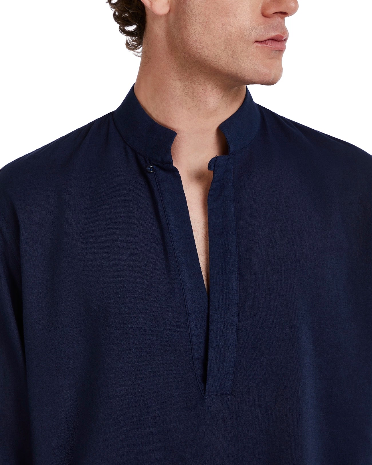 Camisa Waikiki de lino y algodón azul