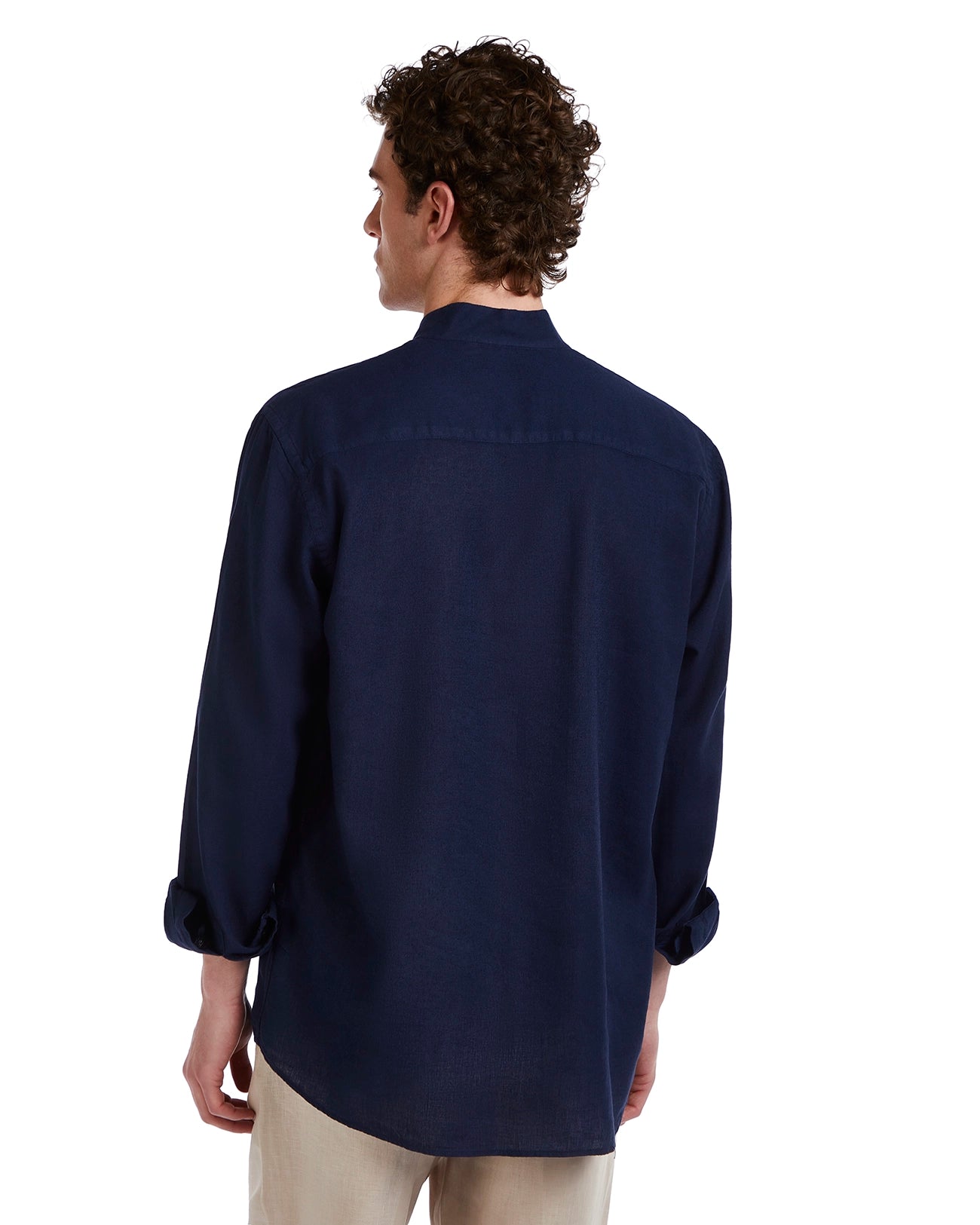Camisa Waikiki de lino y algodón azul