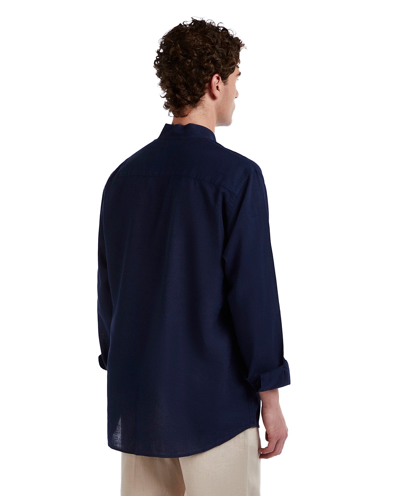 Camisa Waikiki de lino y algodón azul