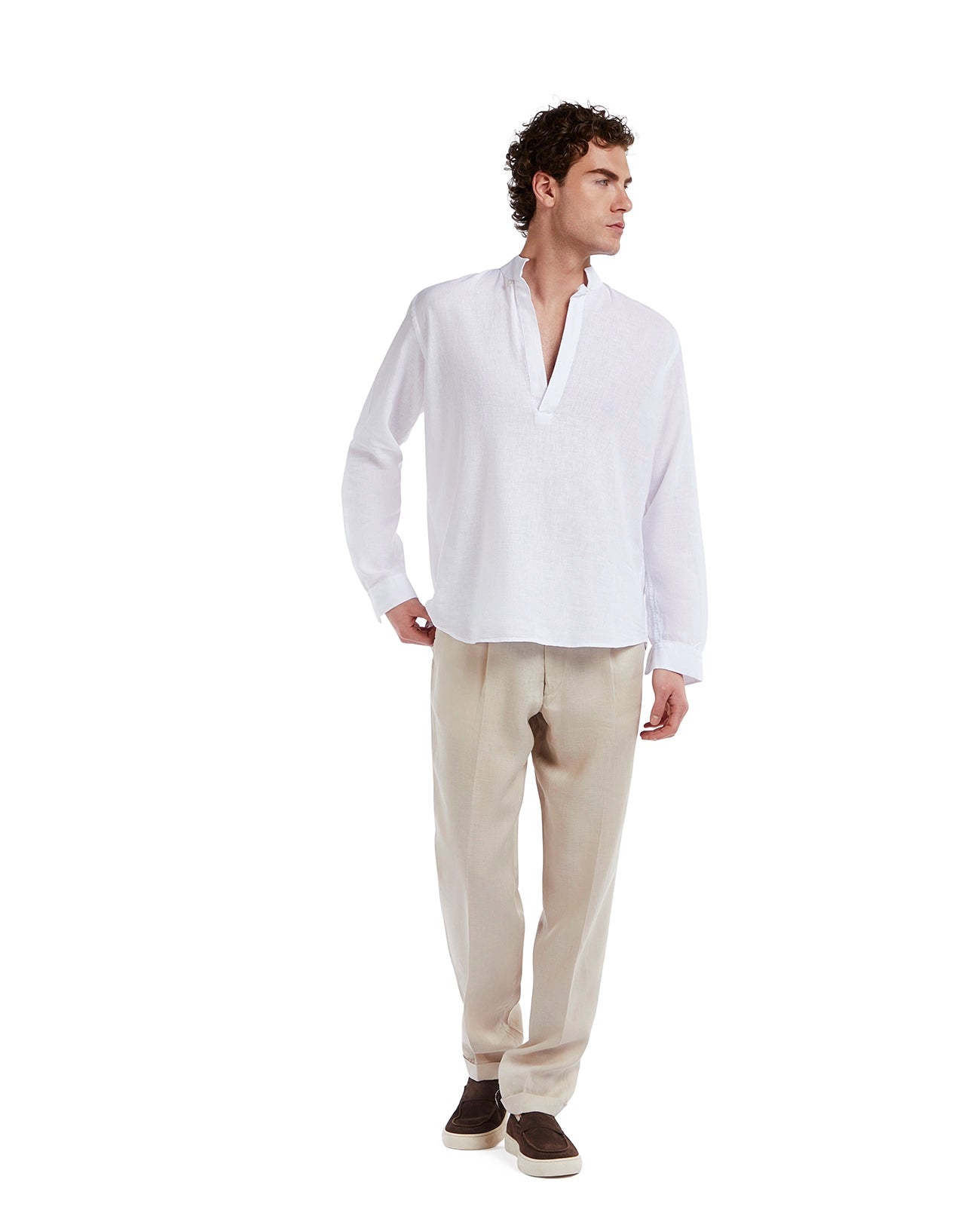 Camisa Waikiki de lino y algodón blanca