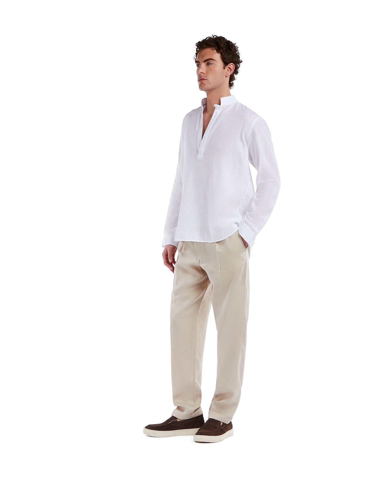 Camisa Waikiki de lino y algodón blanca