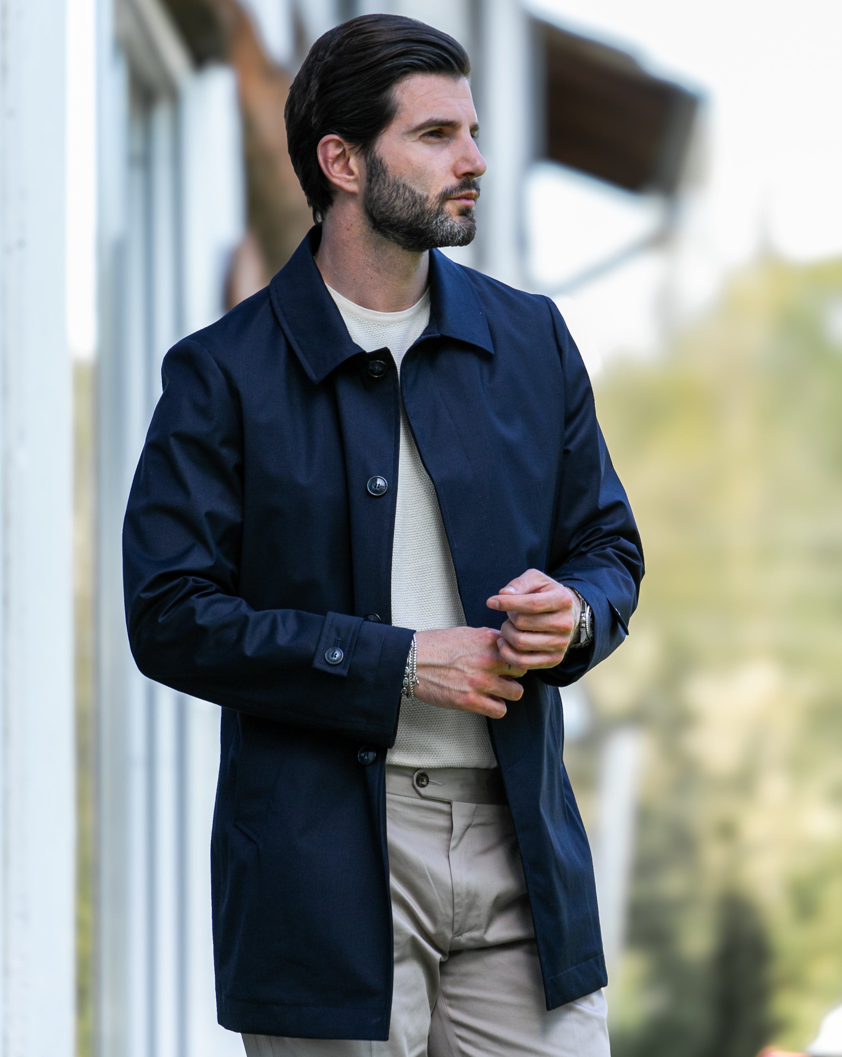 Mantova - trench bleu non doublé