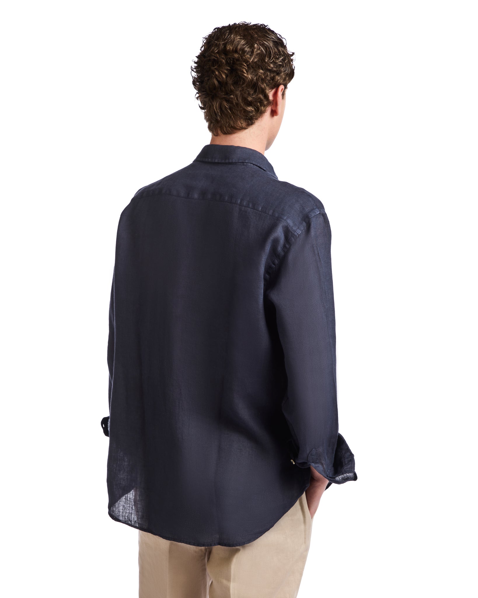 Montecarlo shirt in pure blue linen