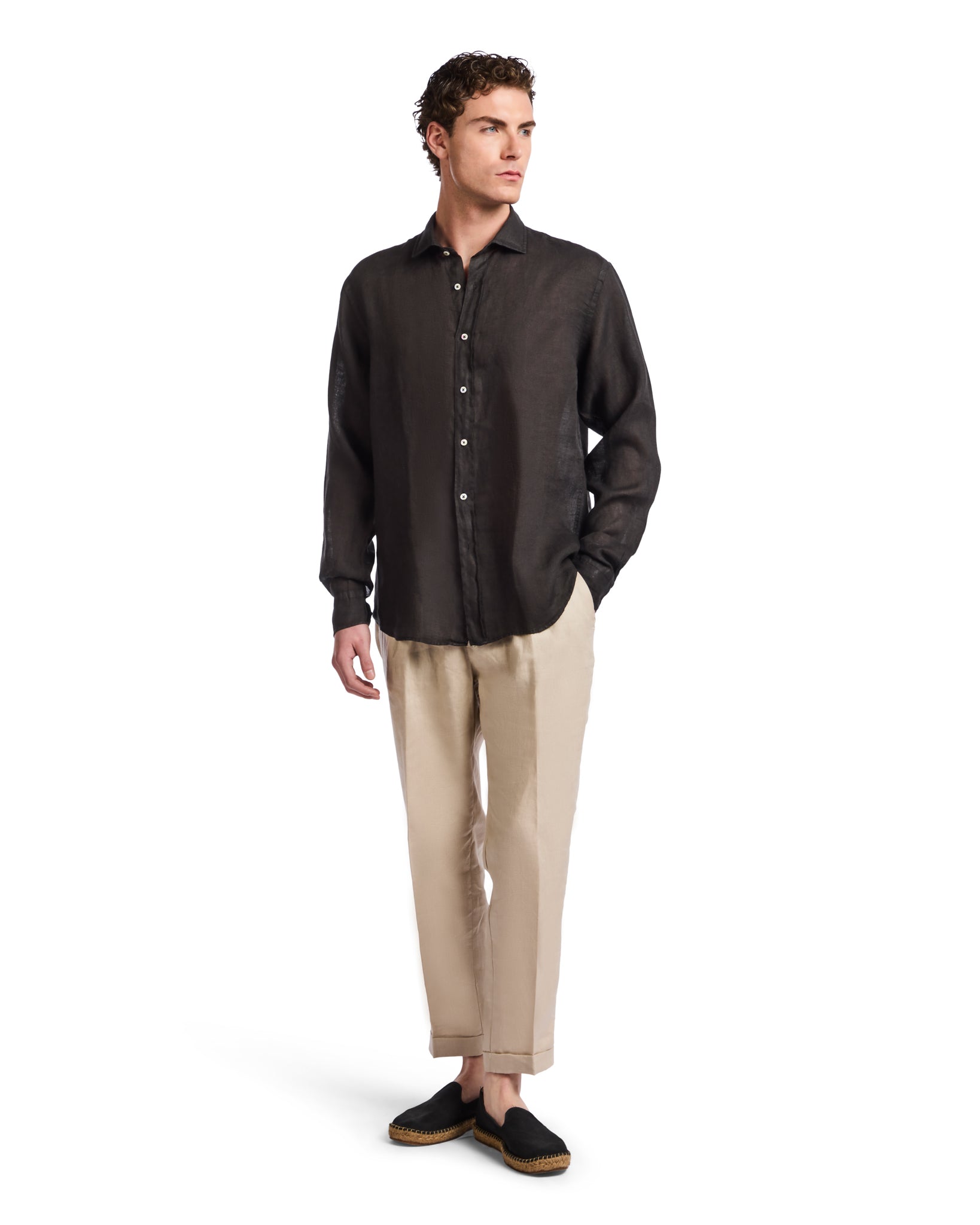 Montecarlo shirt in pure black linen