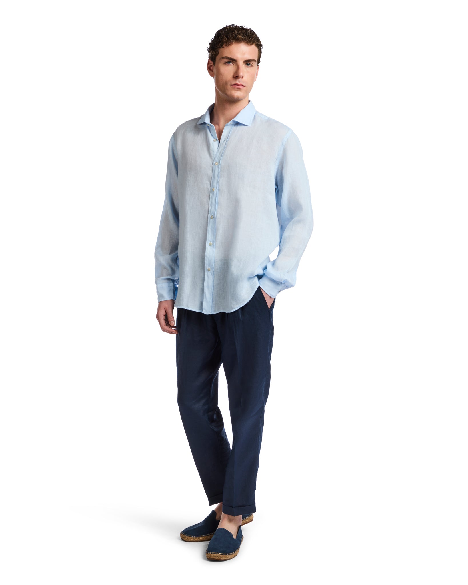 Montecarlo shirt in pure light blue linen