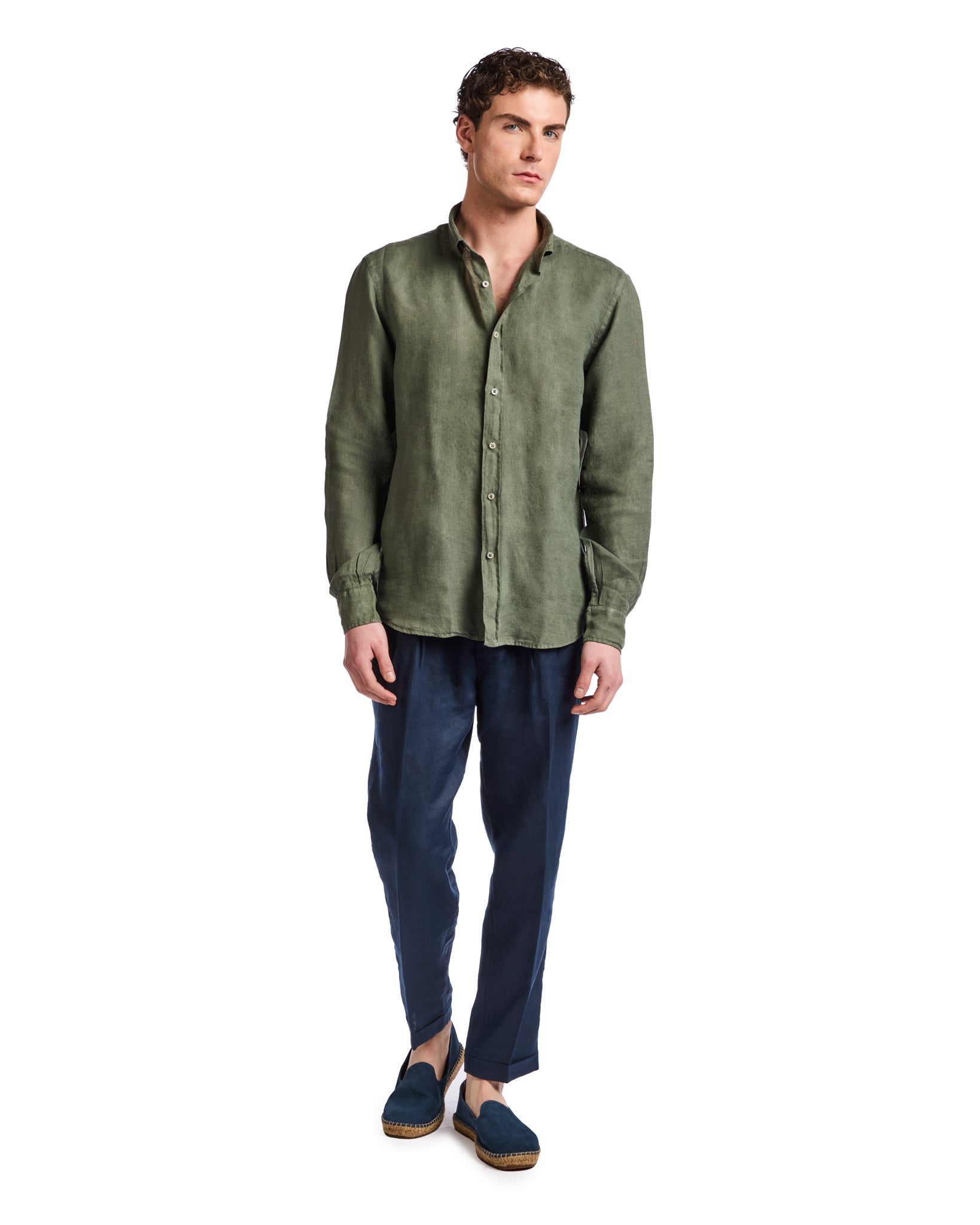 Montecarlo shirt in pure military linen