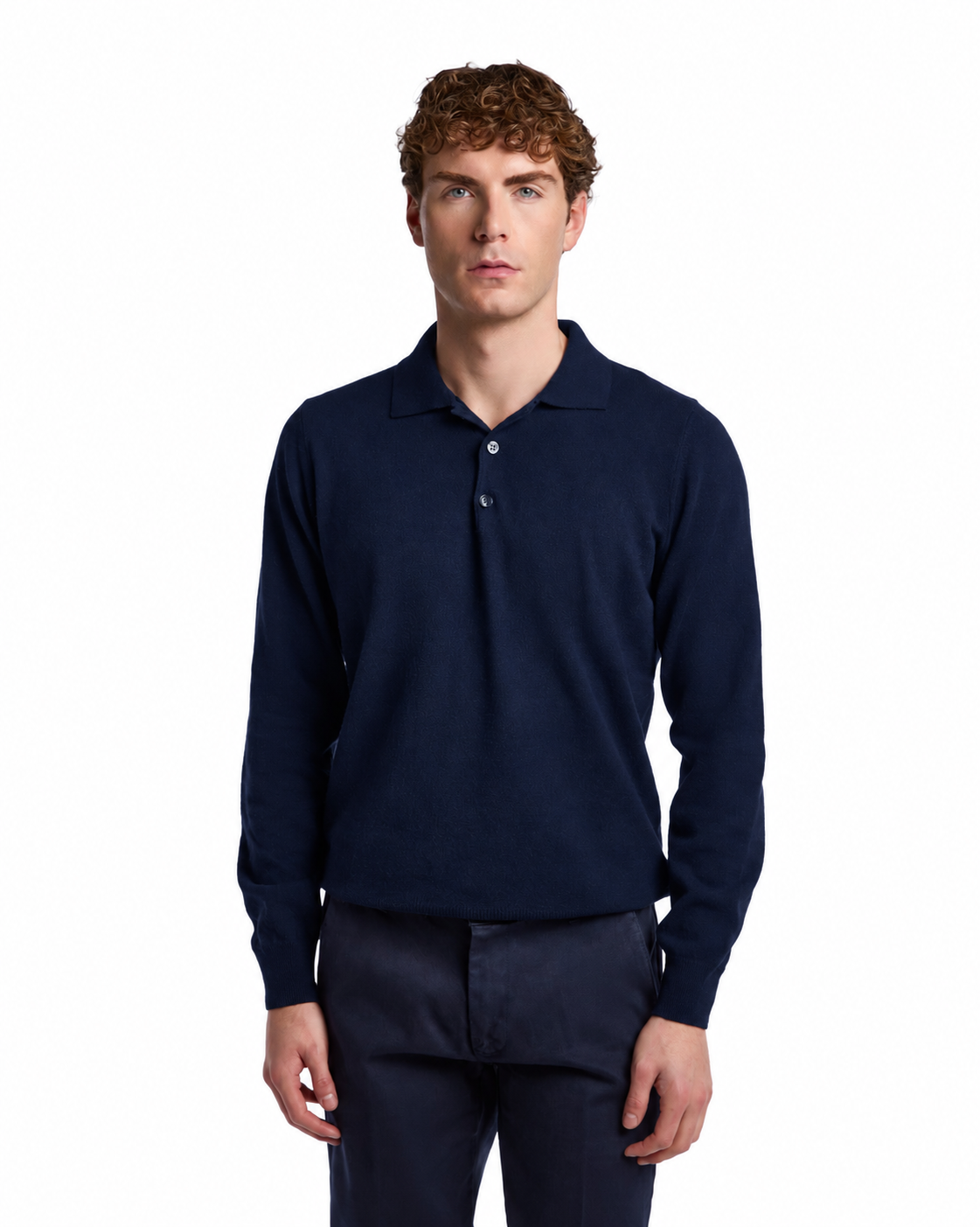 Polo Rovigo in lana Tollegno blu