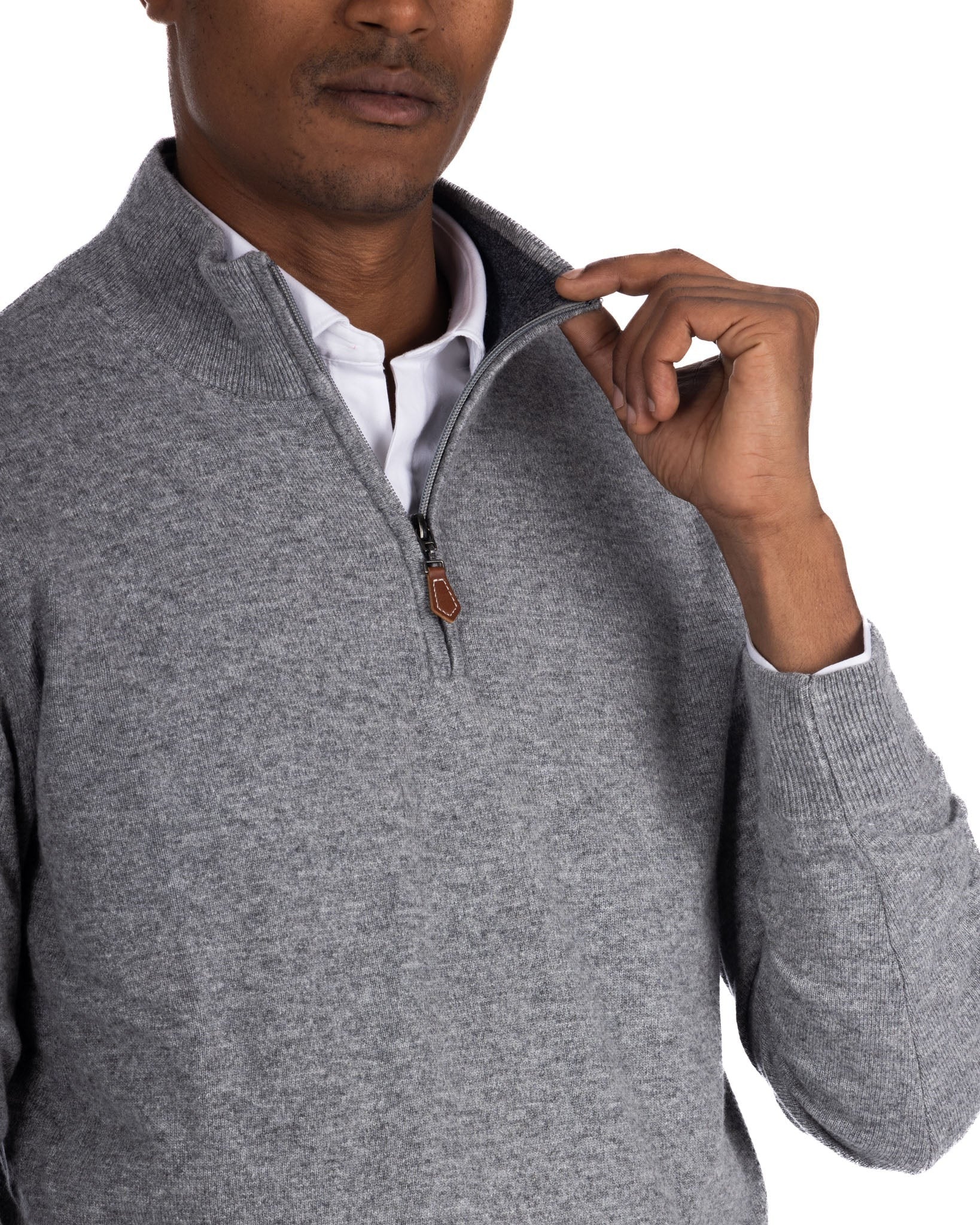 Rory - gray cashmere blend zip sweater