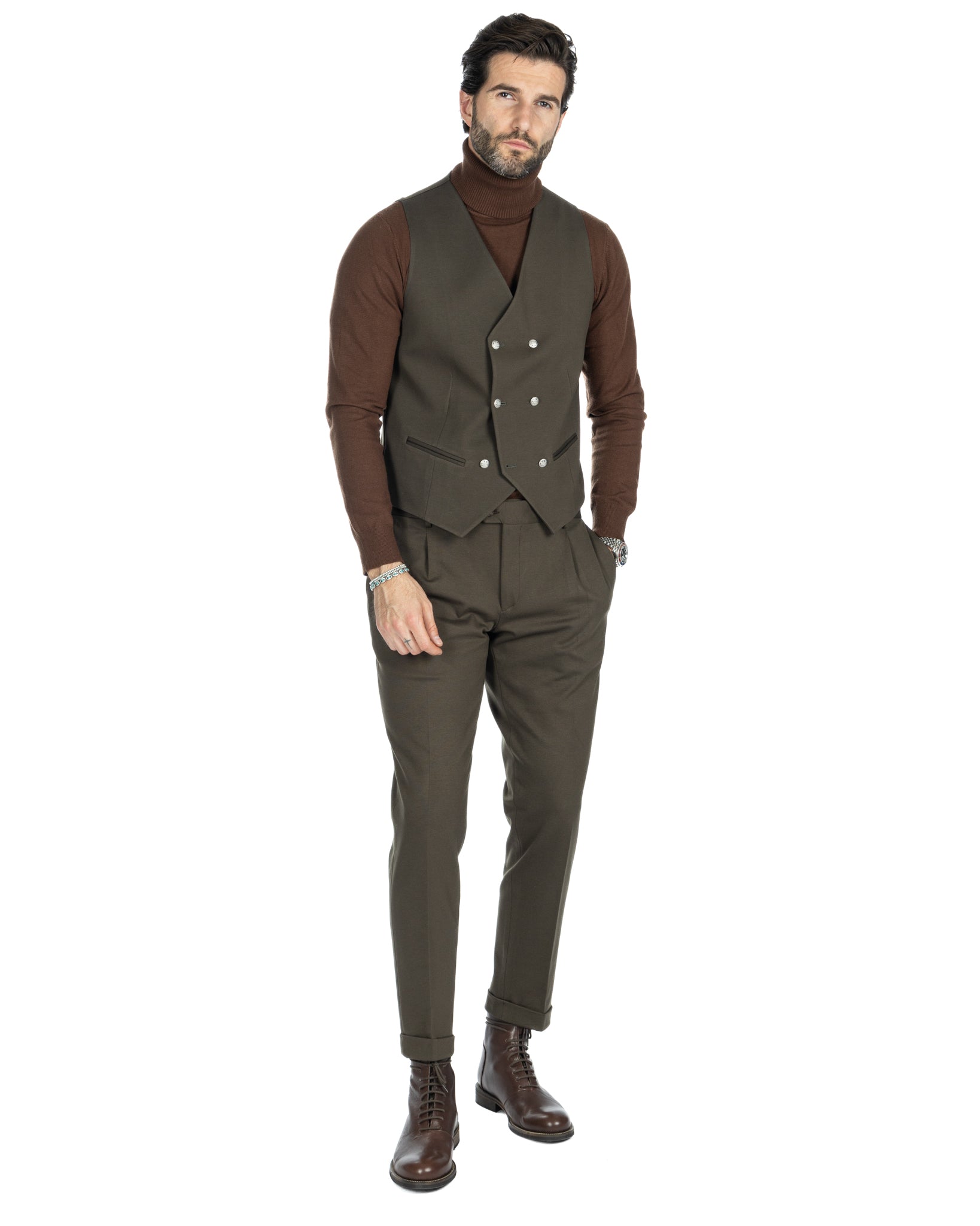 Mustang - double-breasted waistcoat in military milan stitch