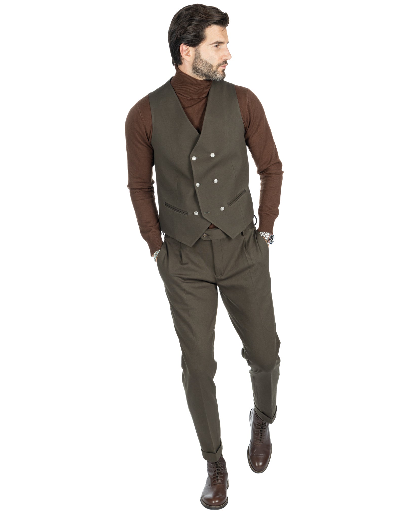 Mustang - double-breasted waistcoat in military milan stitch