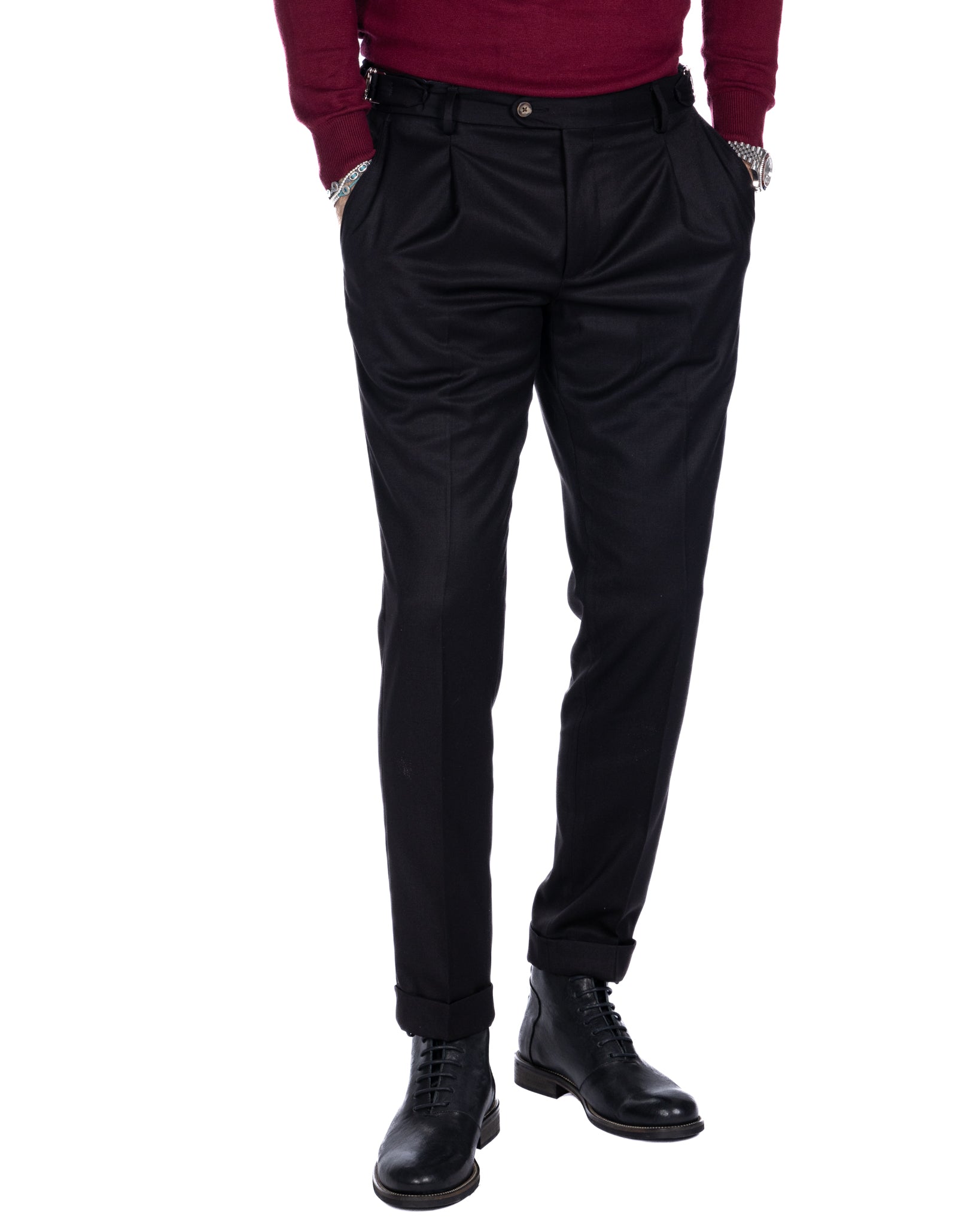 Monopoli - pantalone con fibbie nero