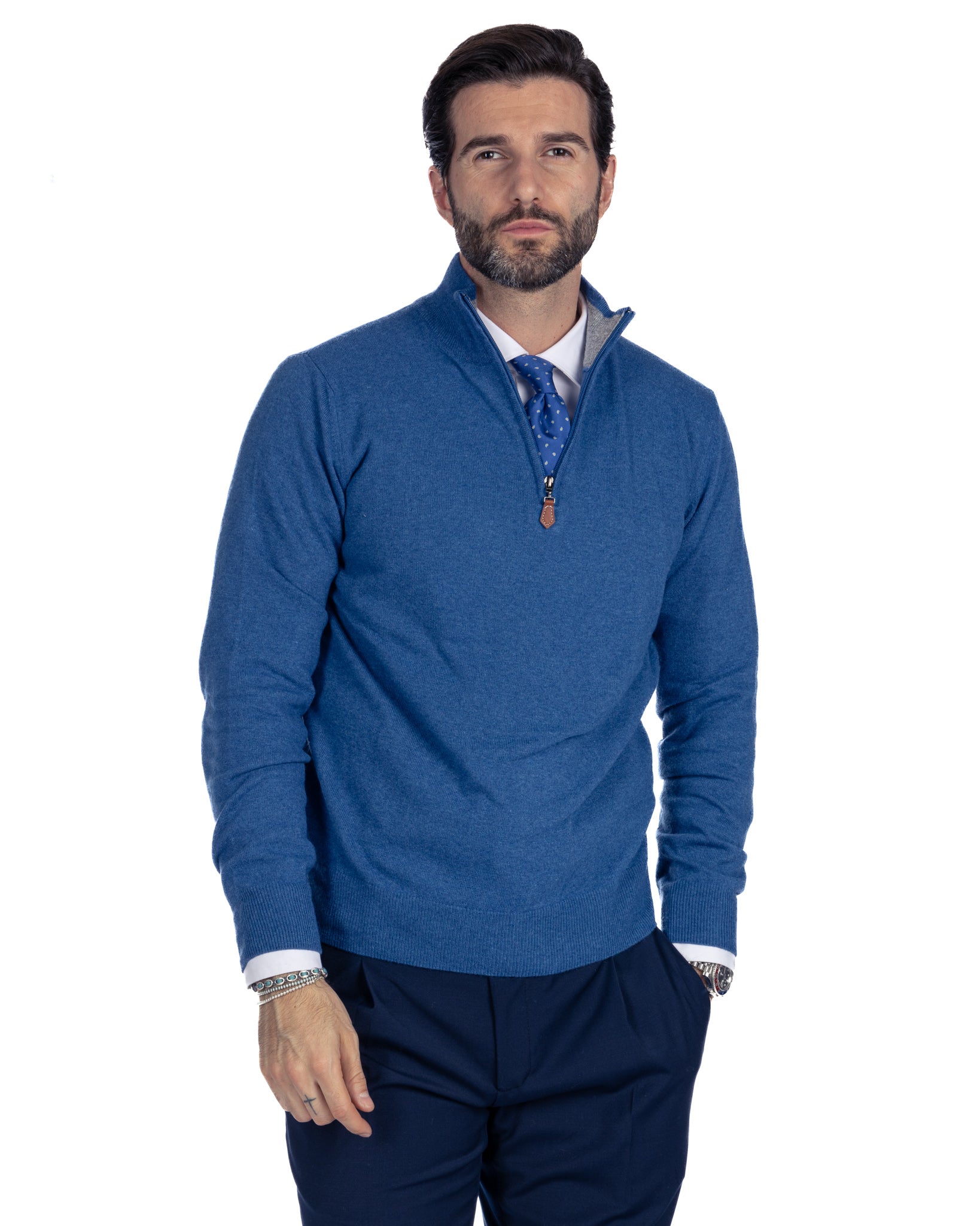 Rory - pull zippé en mélange de cachemire royal