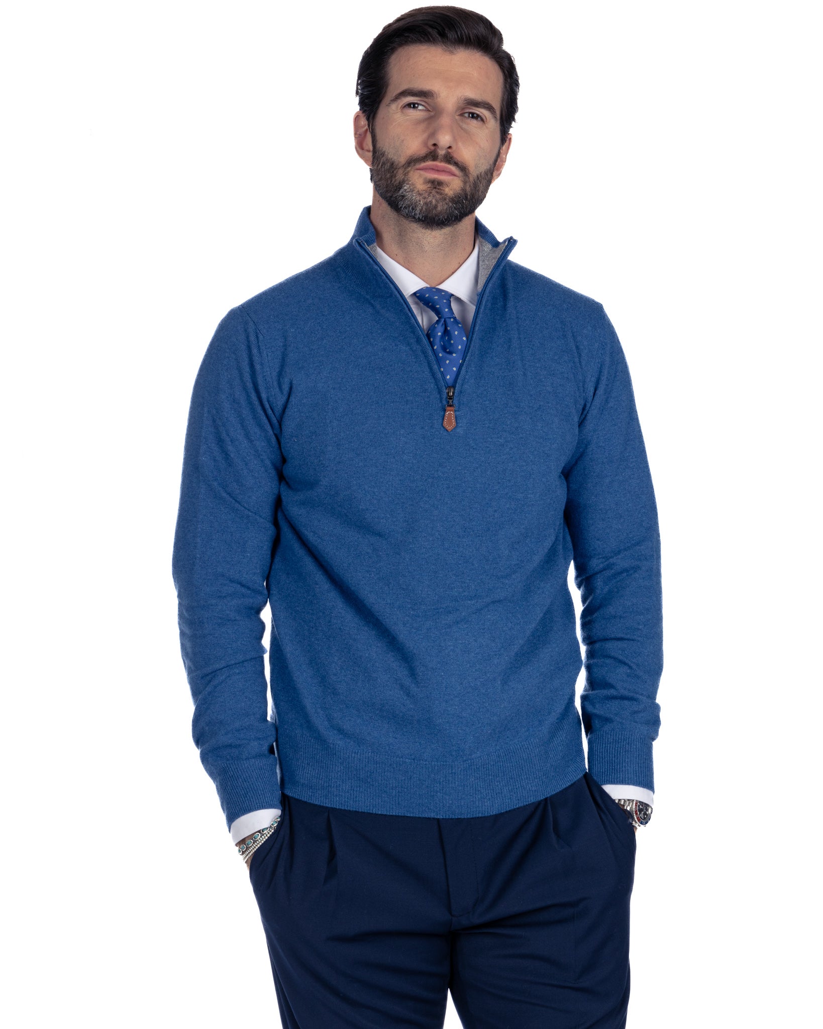 Rory - pull zippé en mélange de cachemire royal
