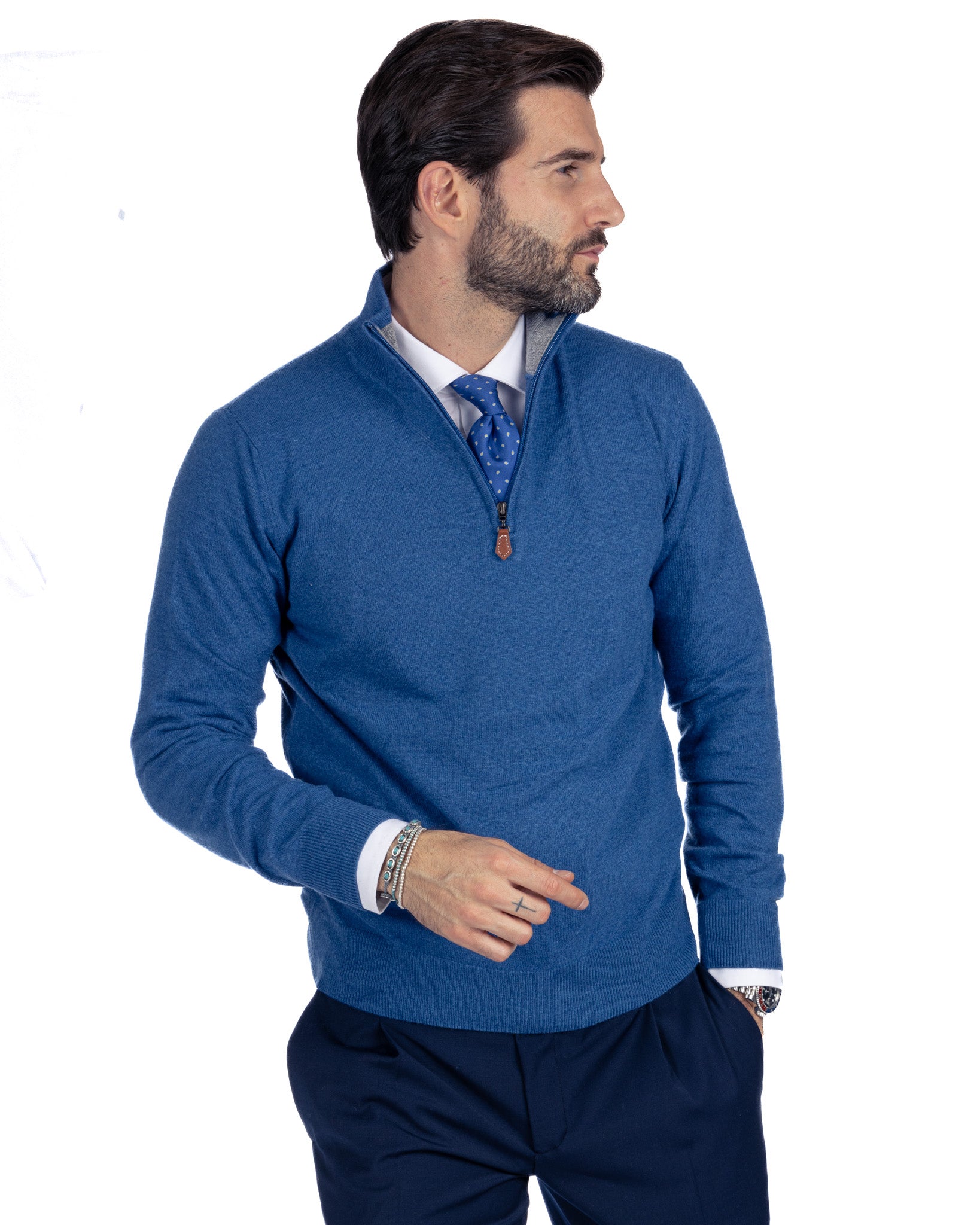 Rory - pull zippé en mélange de cachemire royal