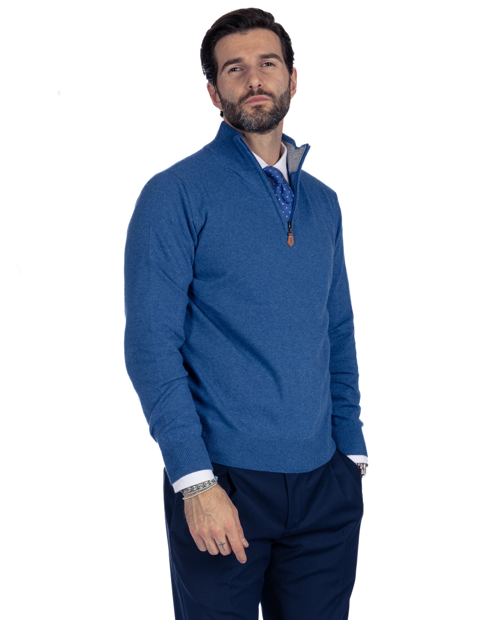 Rory - pull zippé en mélange de cachemire royal