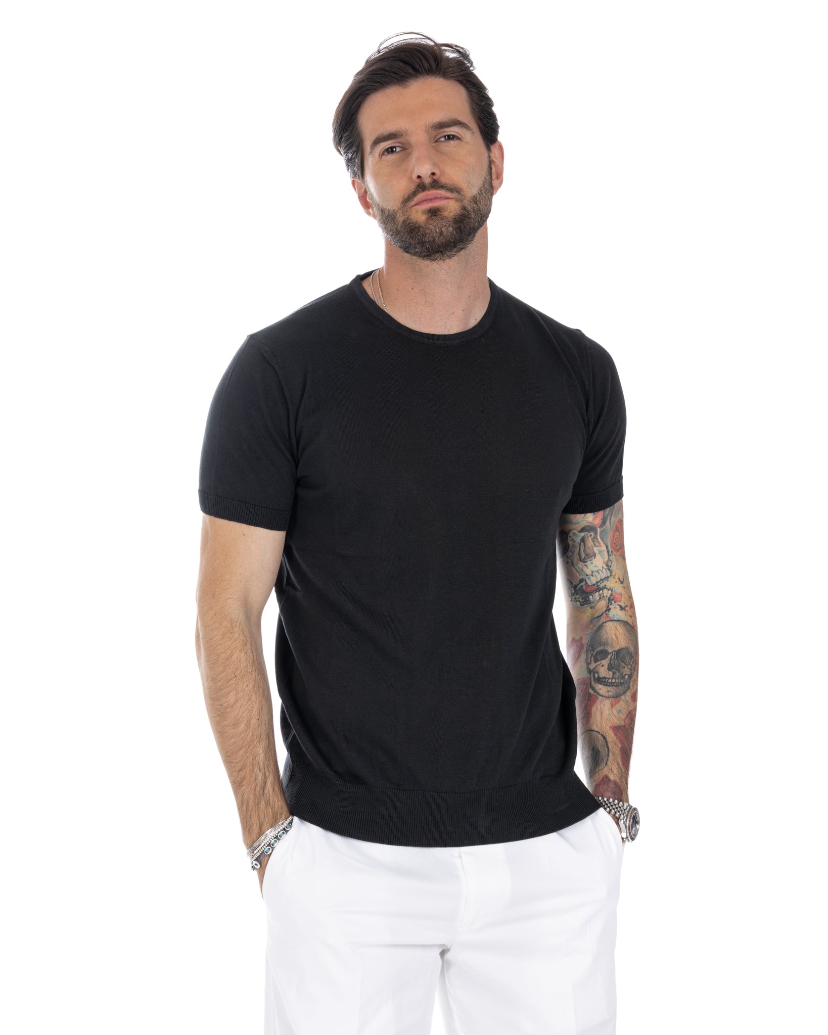 Jannik - t-shirt en maille noir