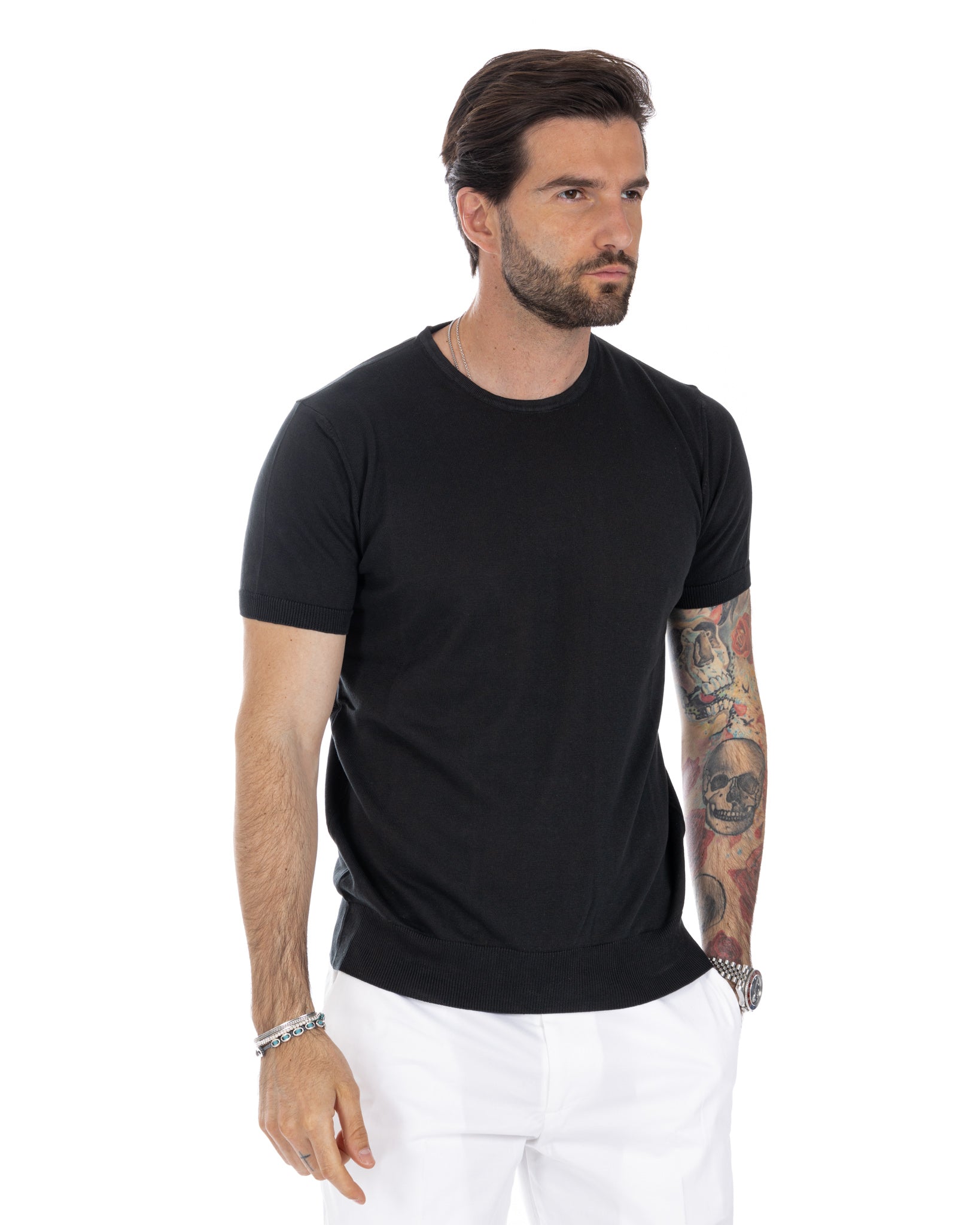 Jannik - t-shirt en maille noir