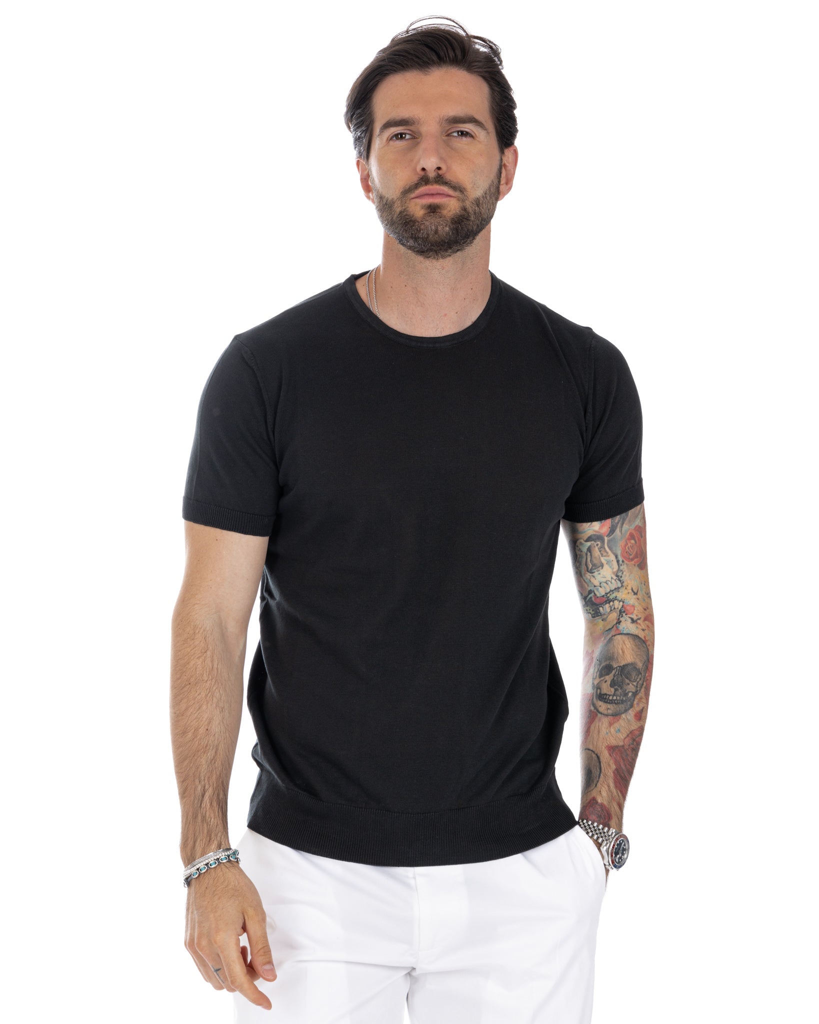 Jannik - t-shirt en maille noir