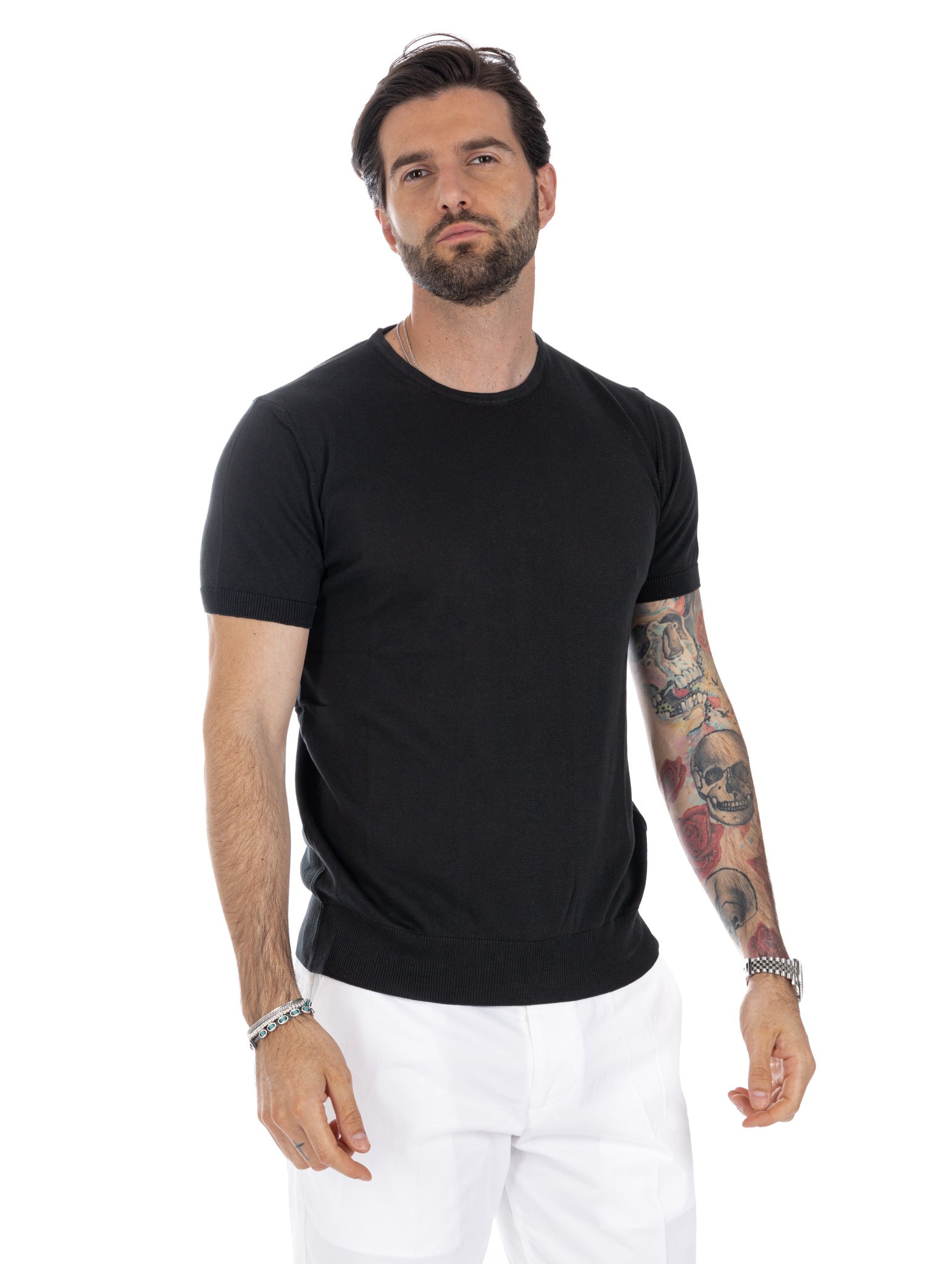 Jannik - t-shirt en maille noir