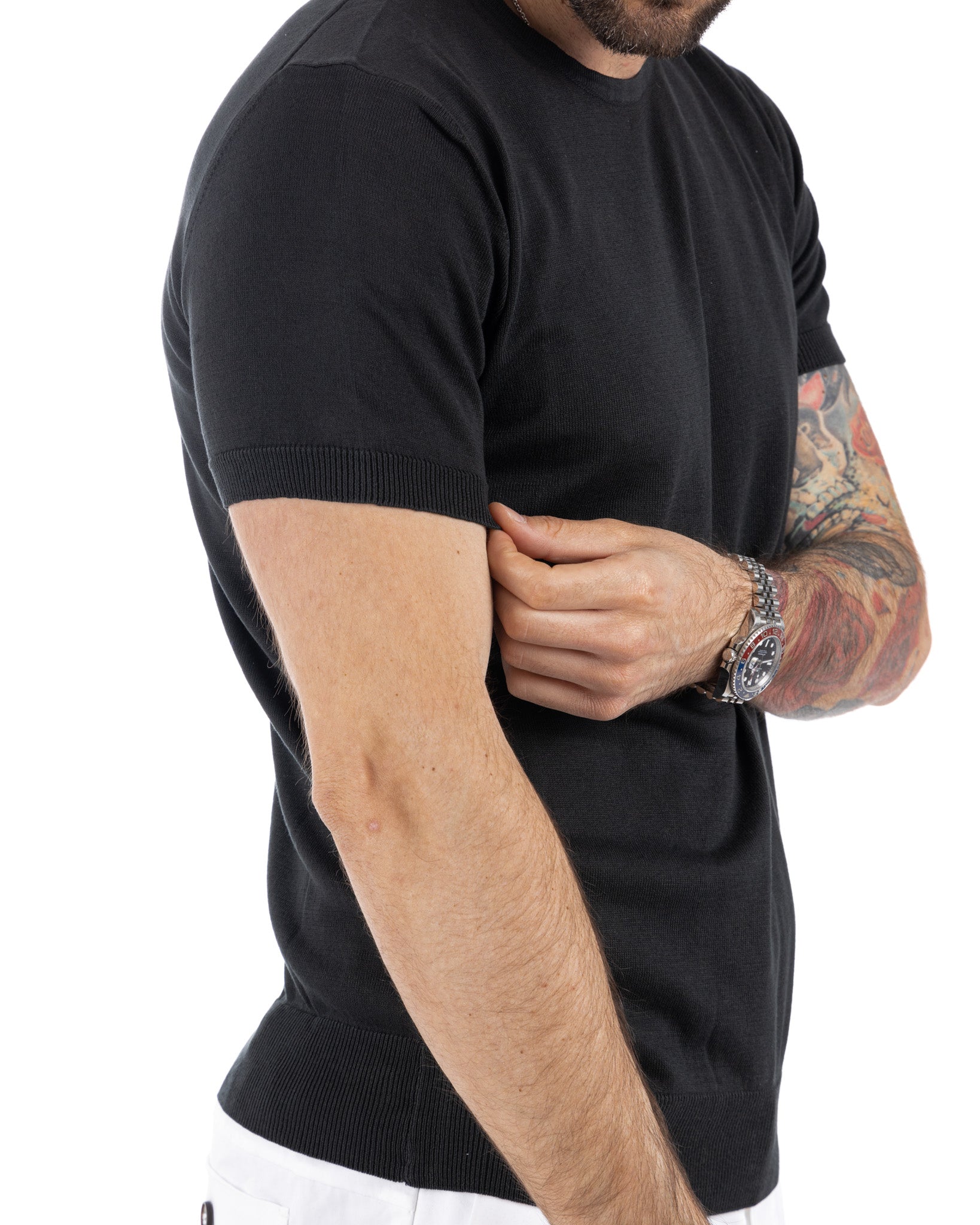 Jannik - t-shirt en maille noir