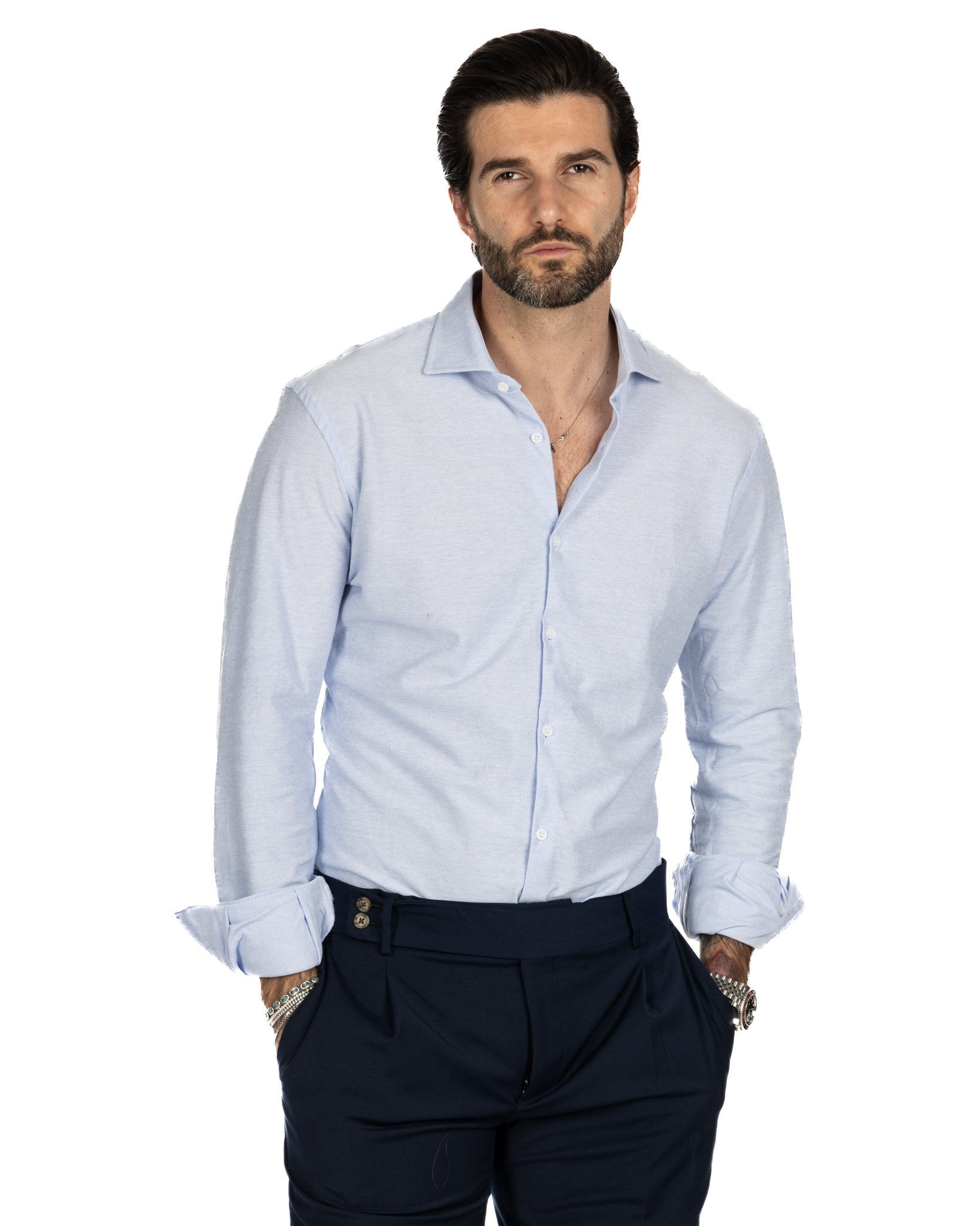 Light blue shirt - slim fit in jersey