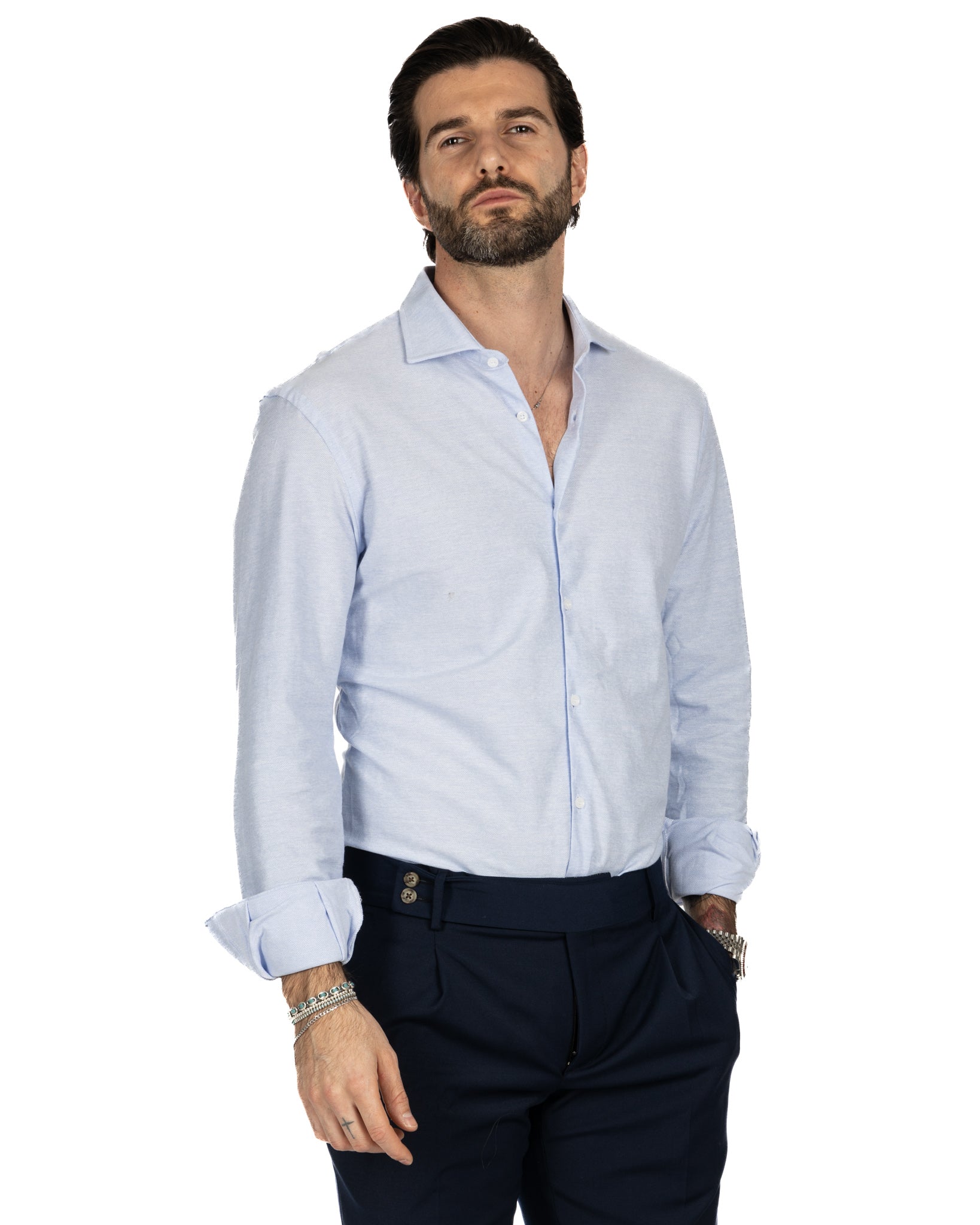 Light blue shirt - slim fit in jersey