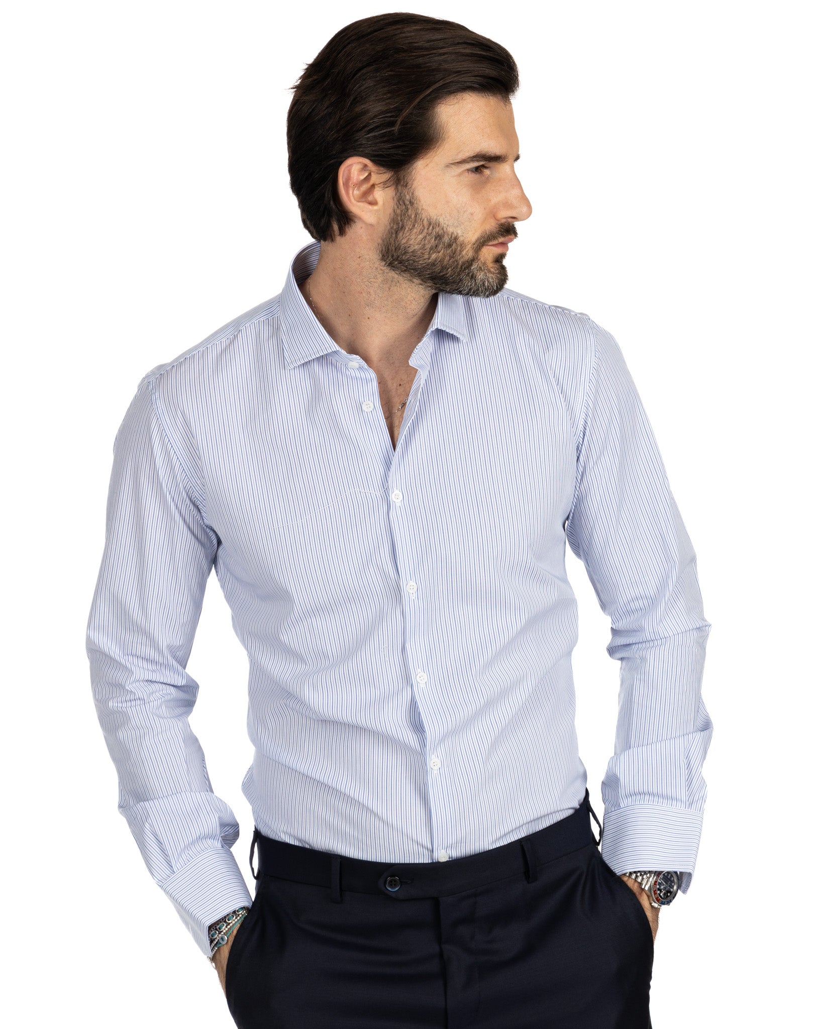 Shirt - slim fit thousand stripes blue