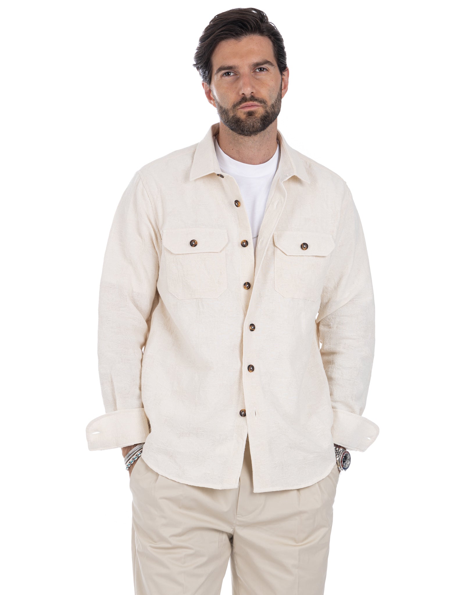 Bahama - camicia panna con fantasia a rilievo