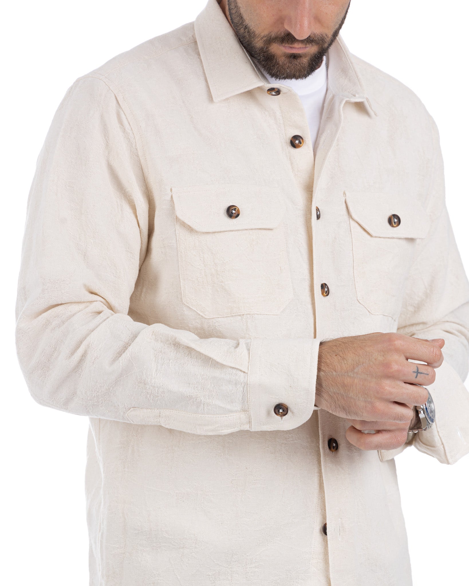 Bahama - camicia panna con fantasia a rilievo