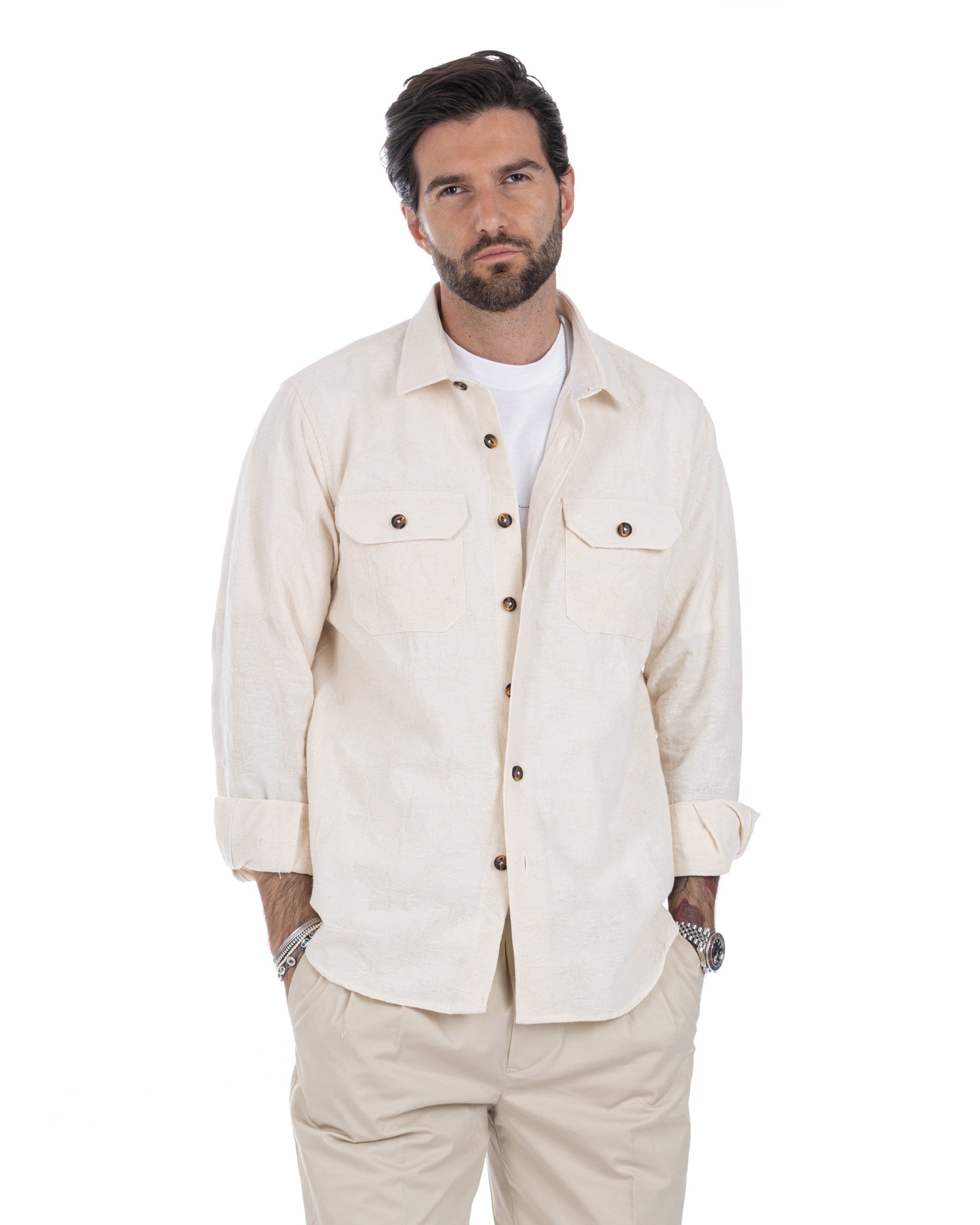 Bahama - camicia panna con fantasia a rilievo
