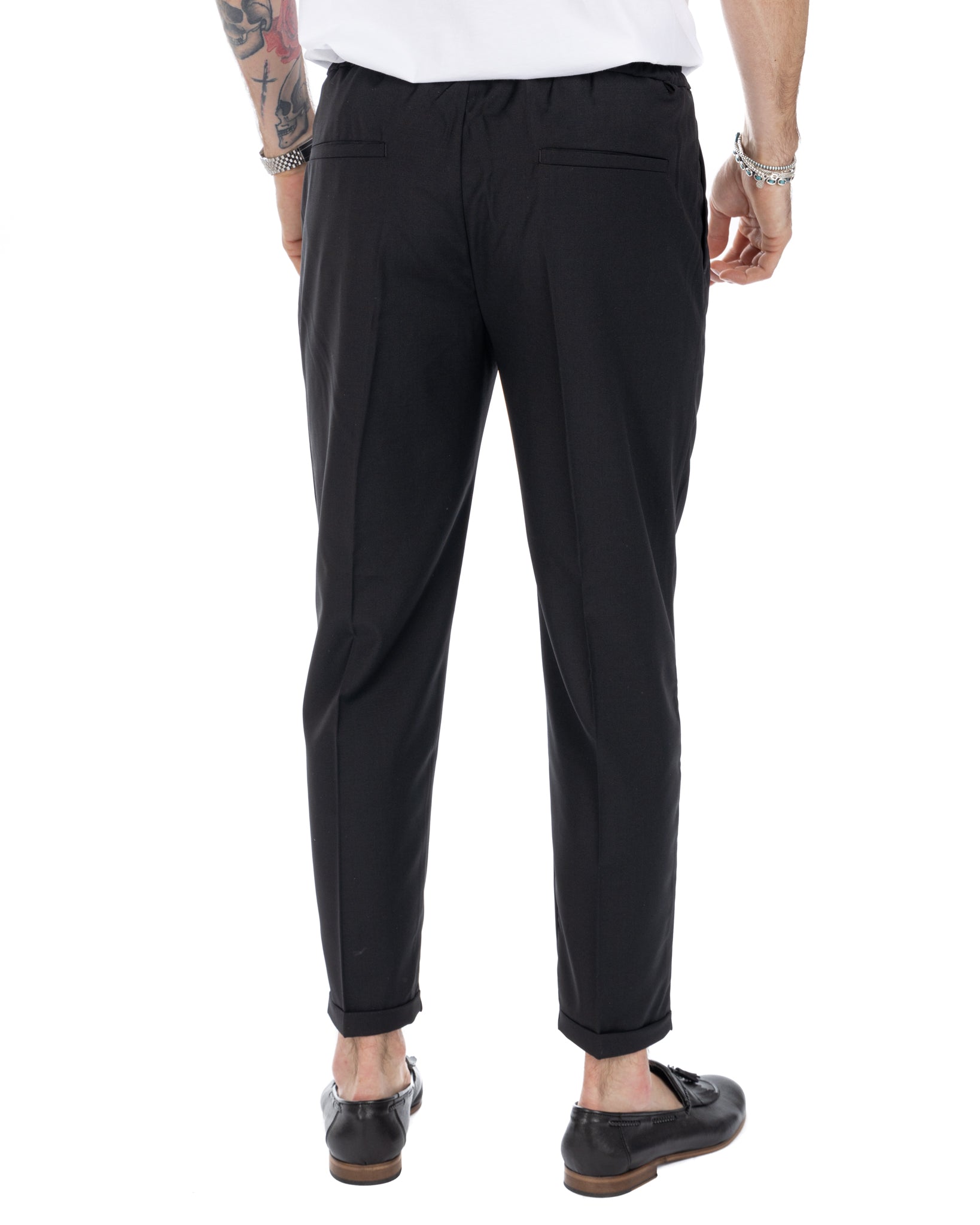 Larry - black wool blend trousers