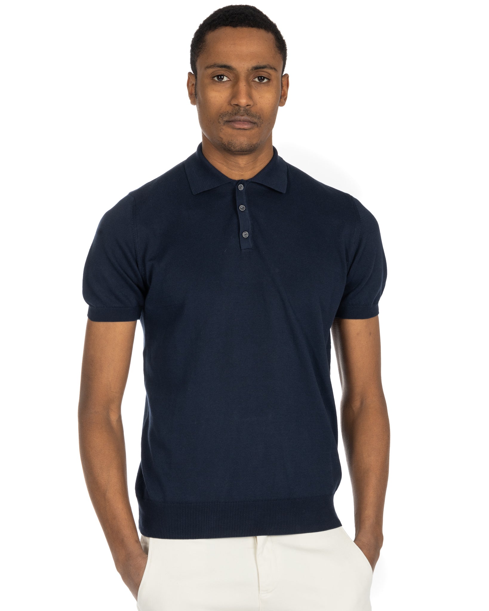 Roger - blue knit polo