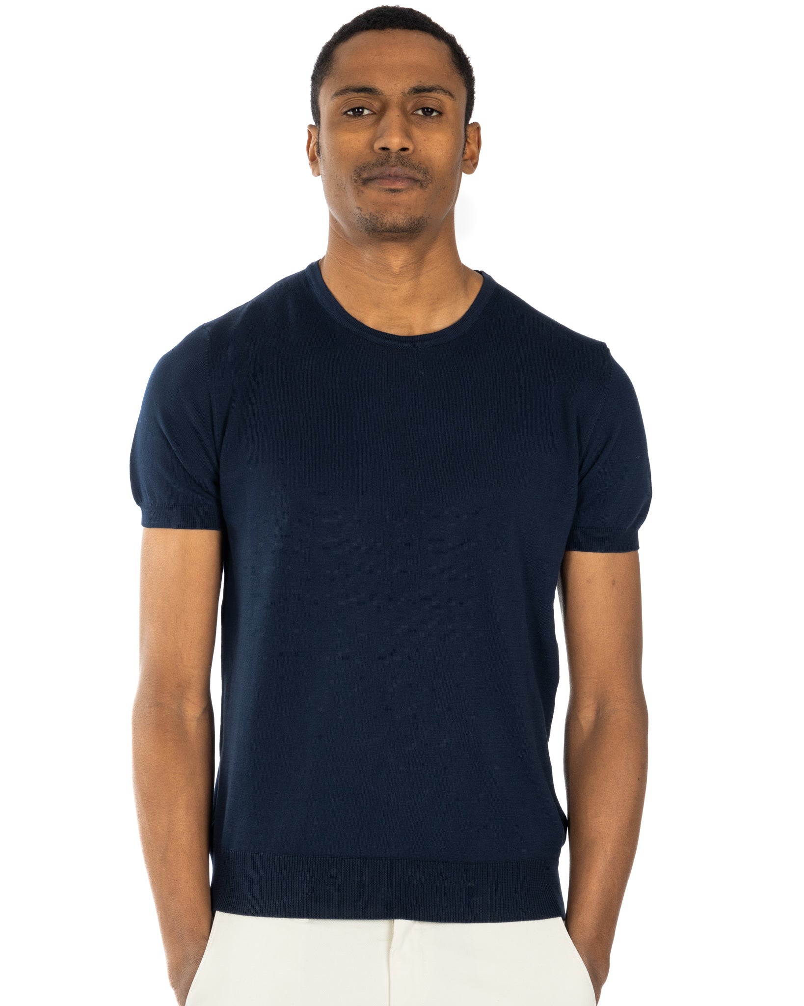 Jannik - t-shirt en maille bleu