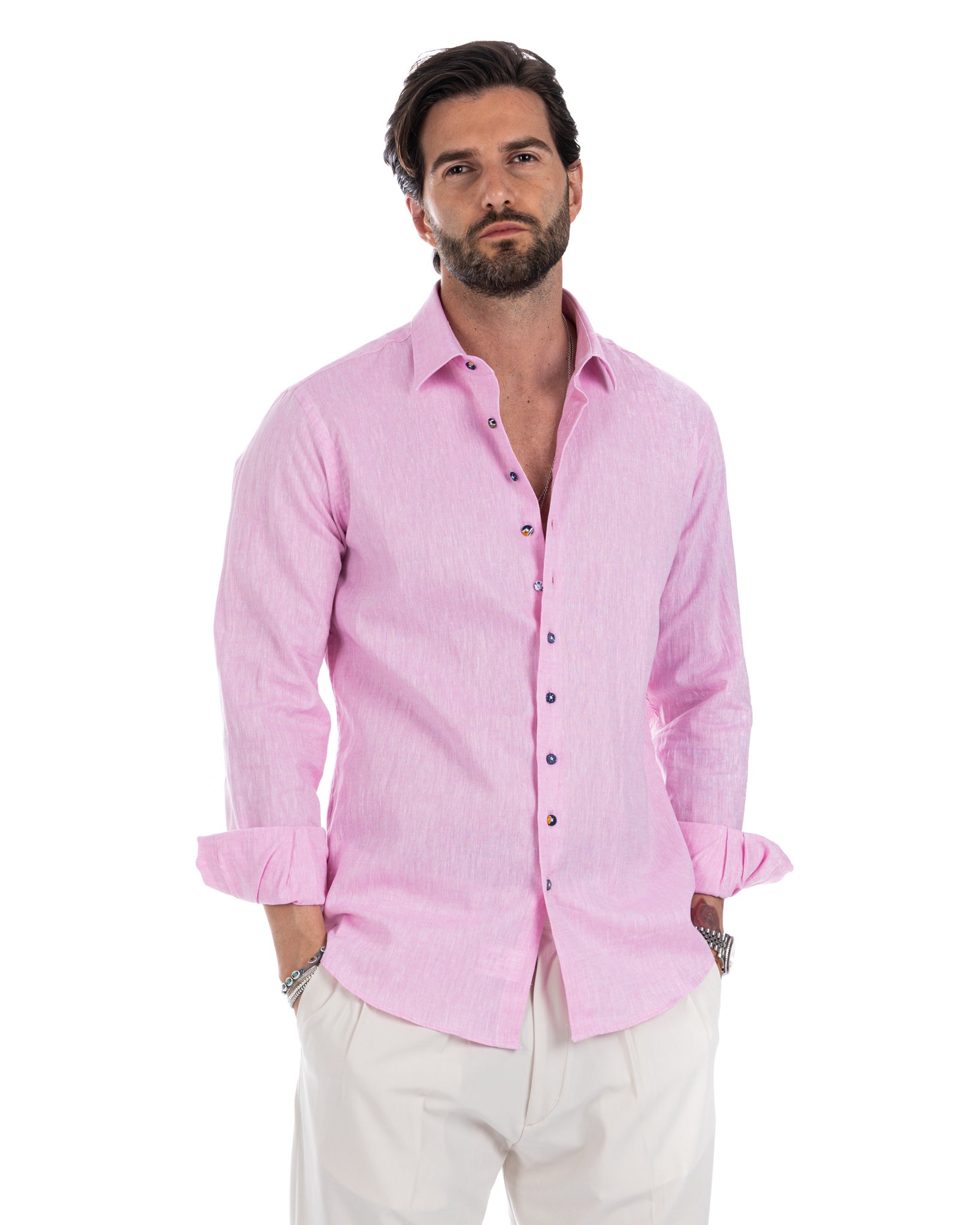 Praiano - pink linen French shirt