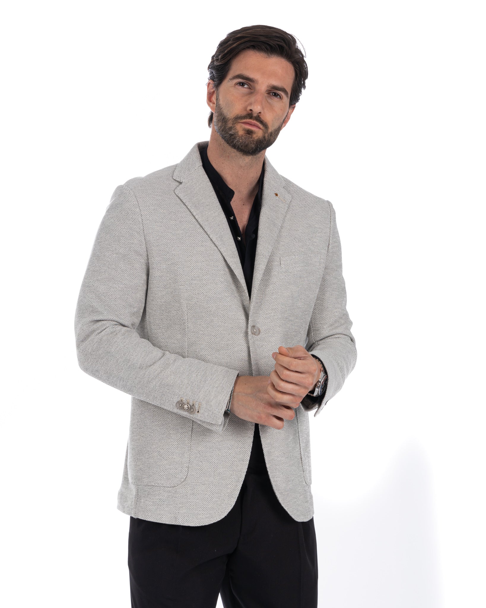 Ragusa - beige honeycomb single-breasted jacket