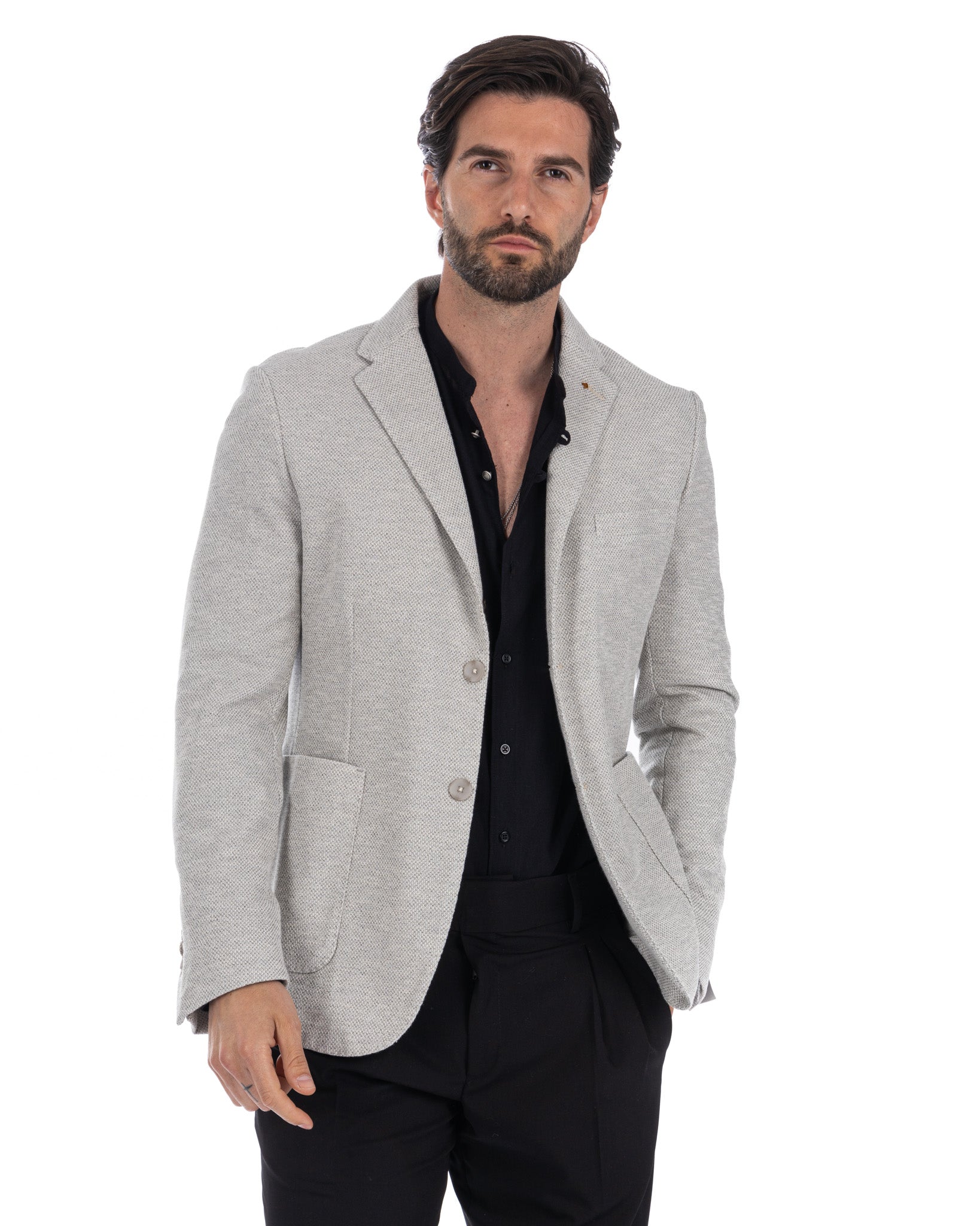 Ragusa - beige honeycomb single-breasted jacket